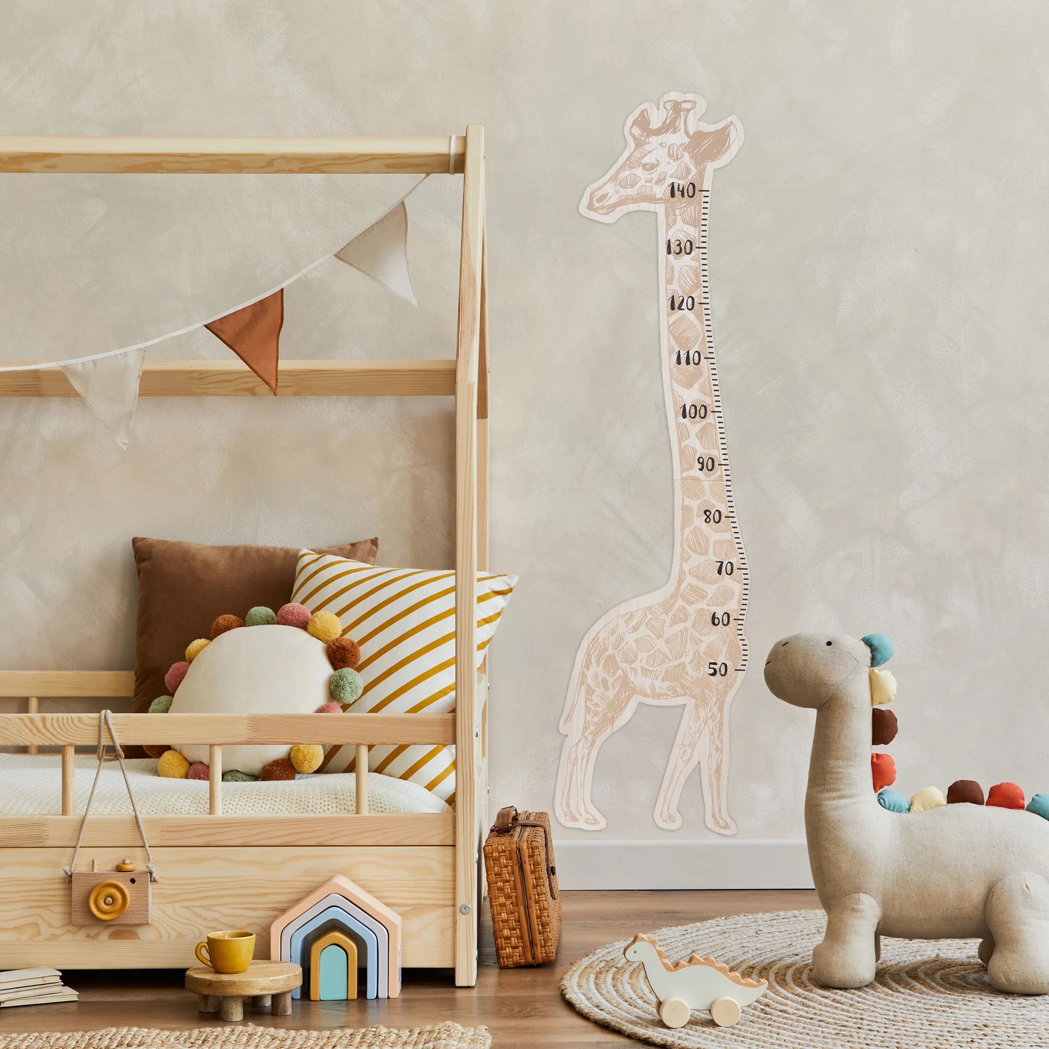 Nerium - Metro da parete per bambini a tema giraffa 140 cm