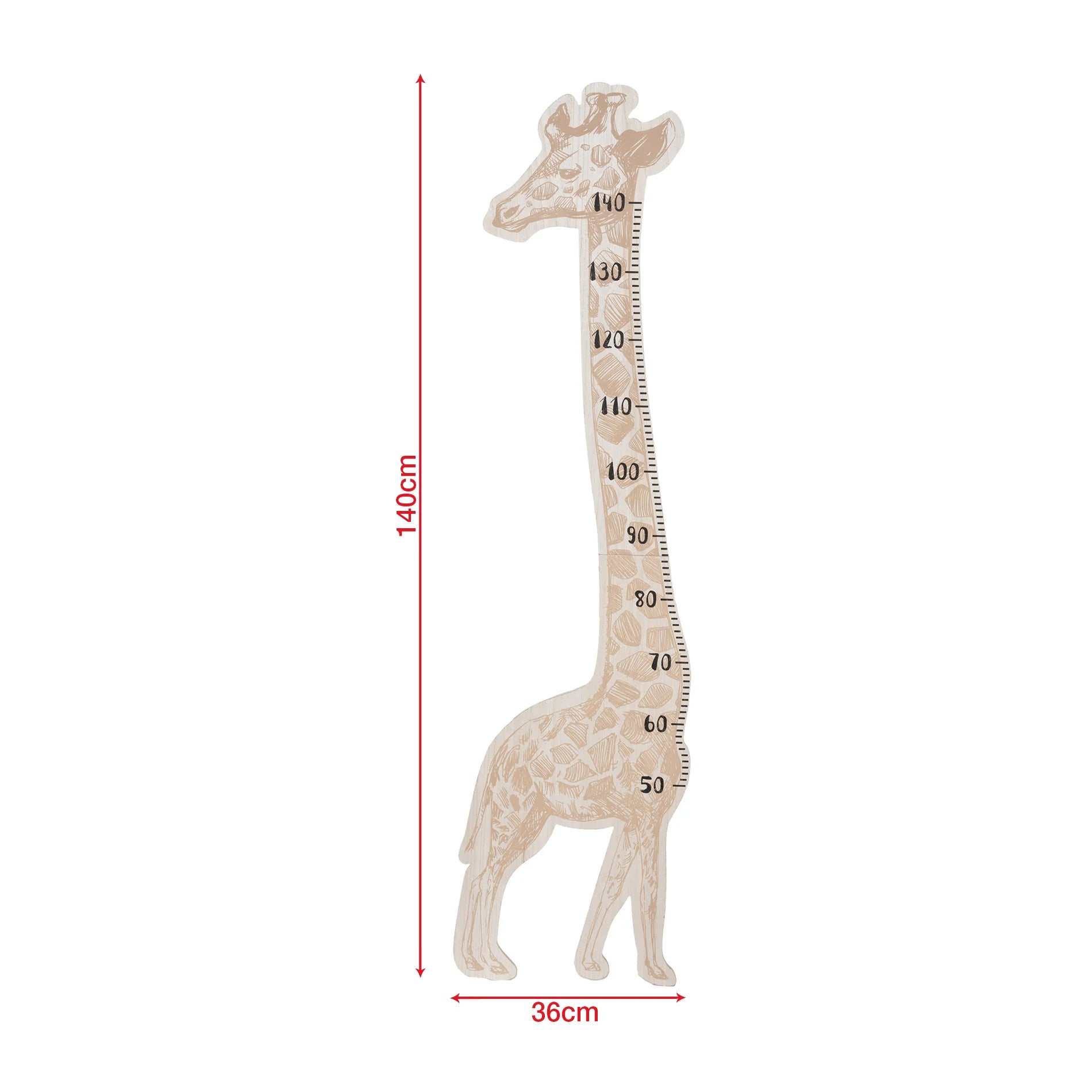 Nerium - Metro da parete per bambini a tema giraffa 140 cm