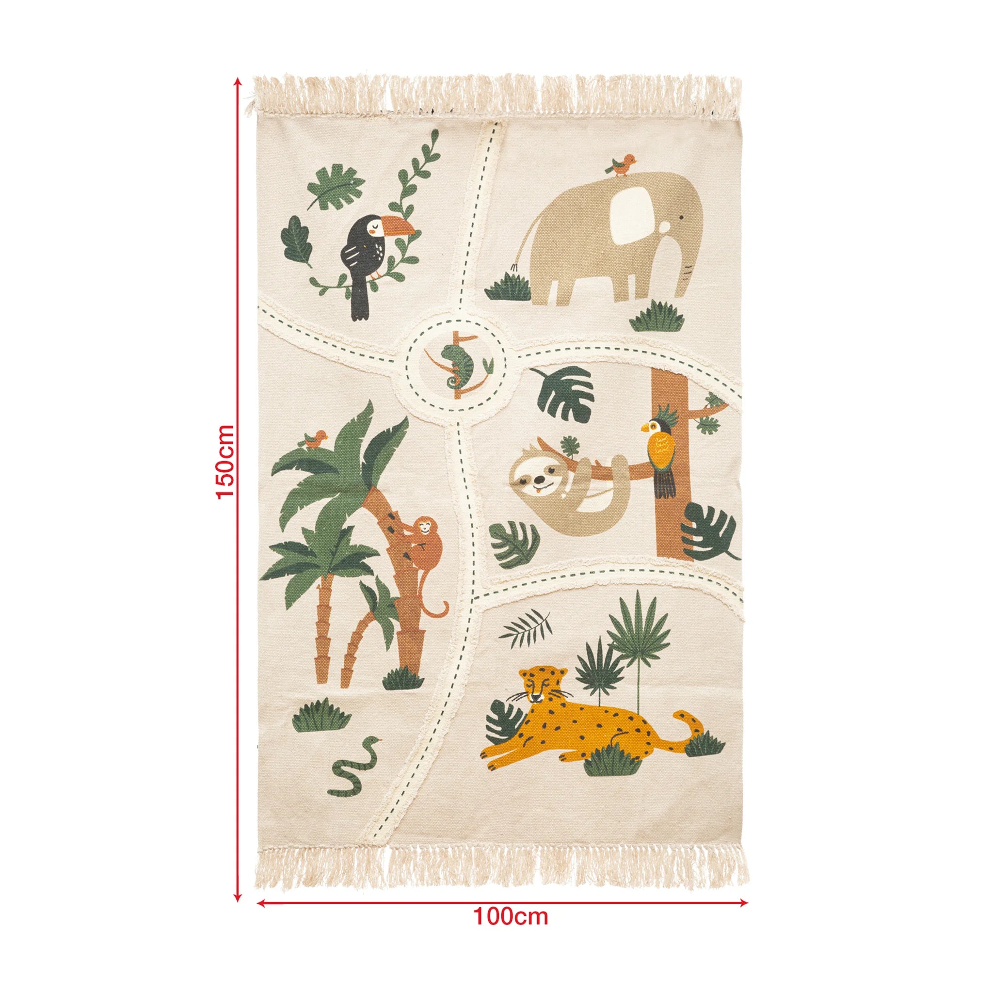 Puriri - Tappeto per cameretta a tema giungla 100x150 cm