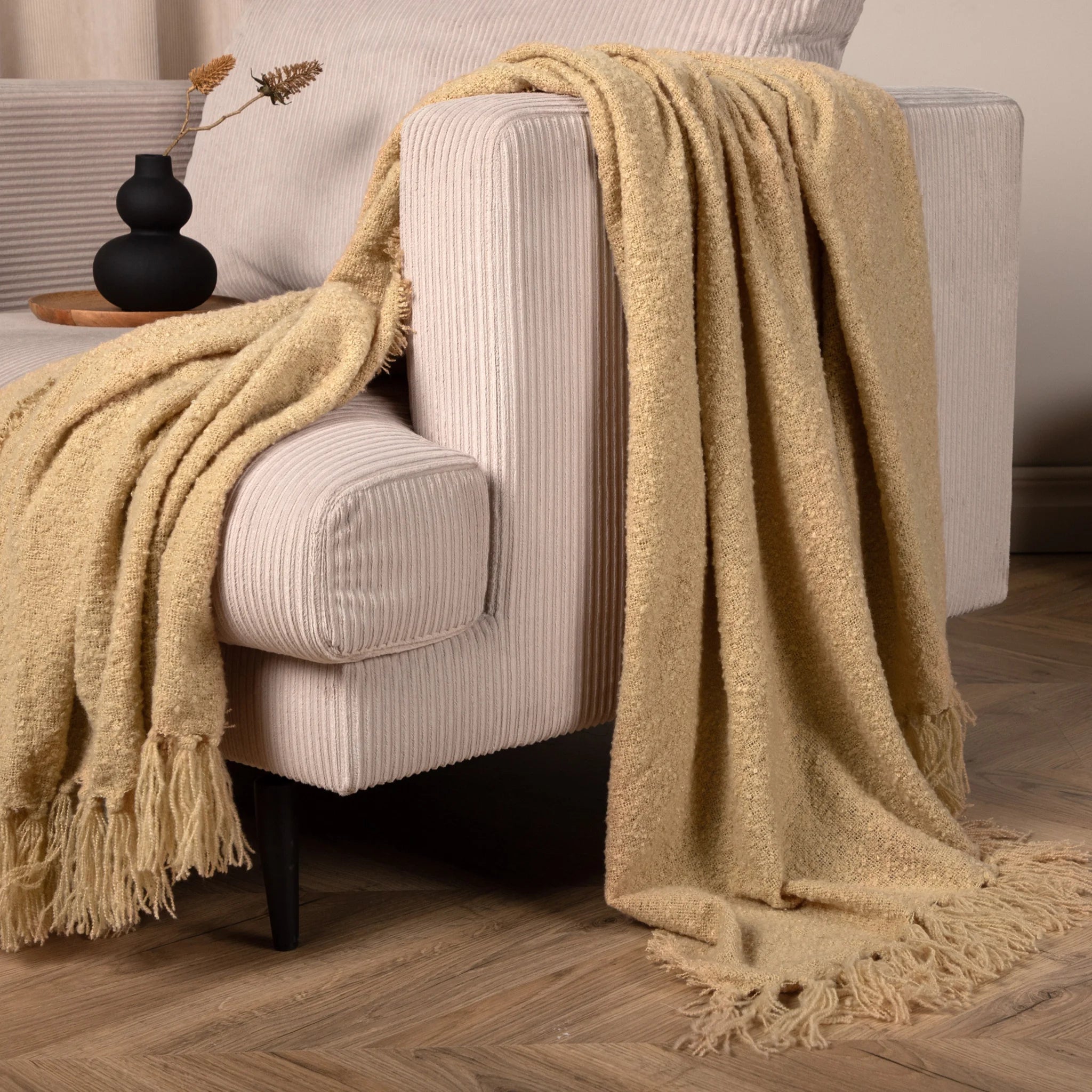 Pruim - Coperta color sabbia per poltrona o divano