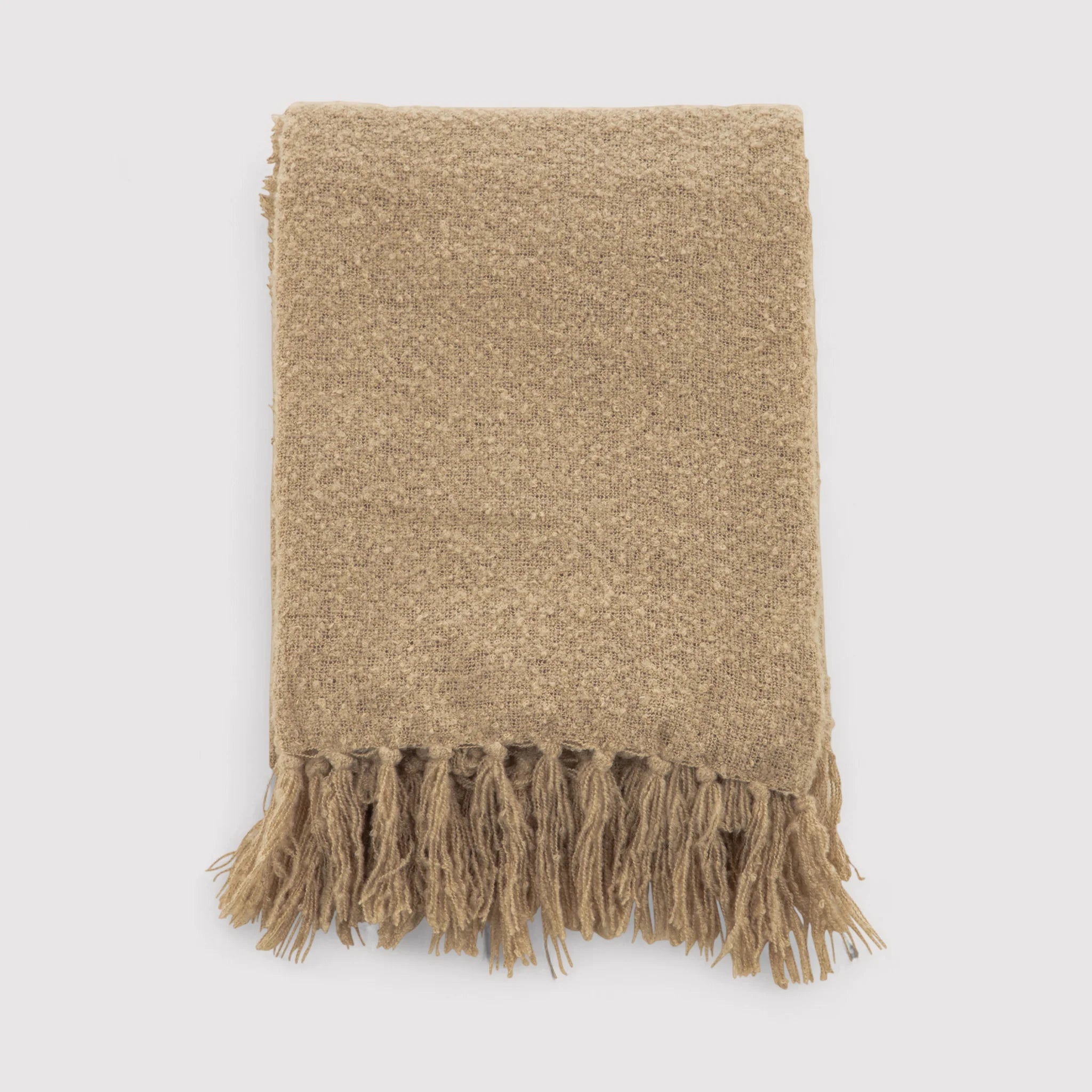 Kool - Coperta beige decorativa con frange