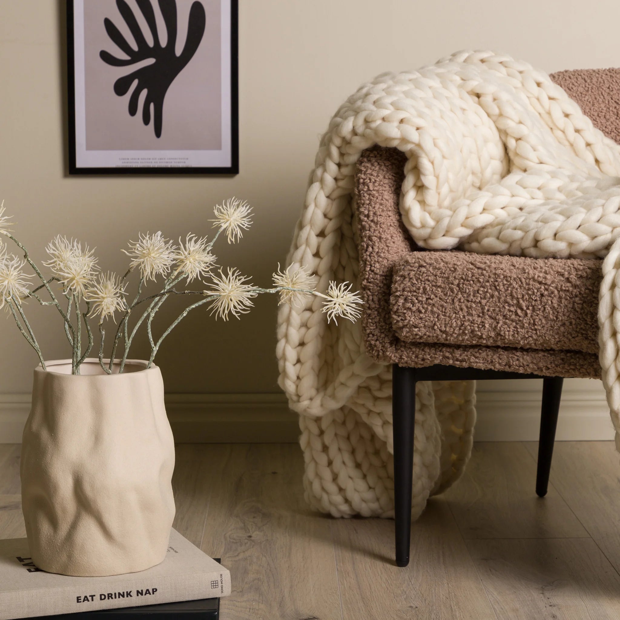 Cercis - Plaid bianco crema per camera o salotto