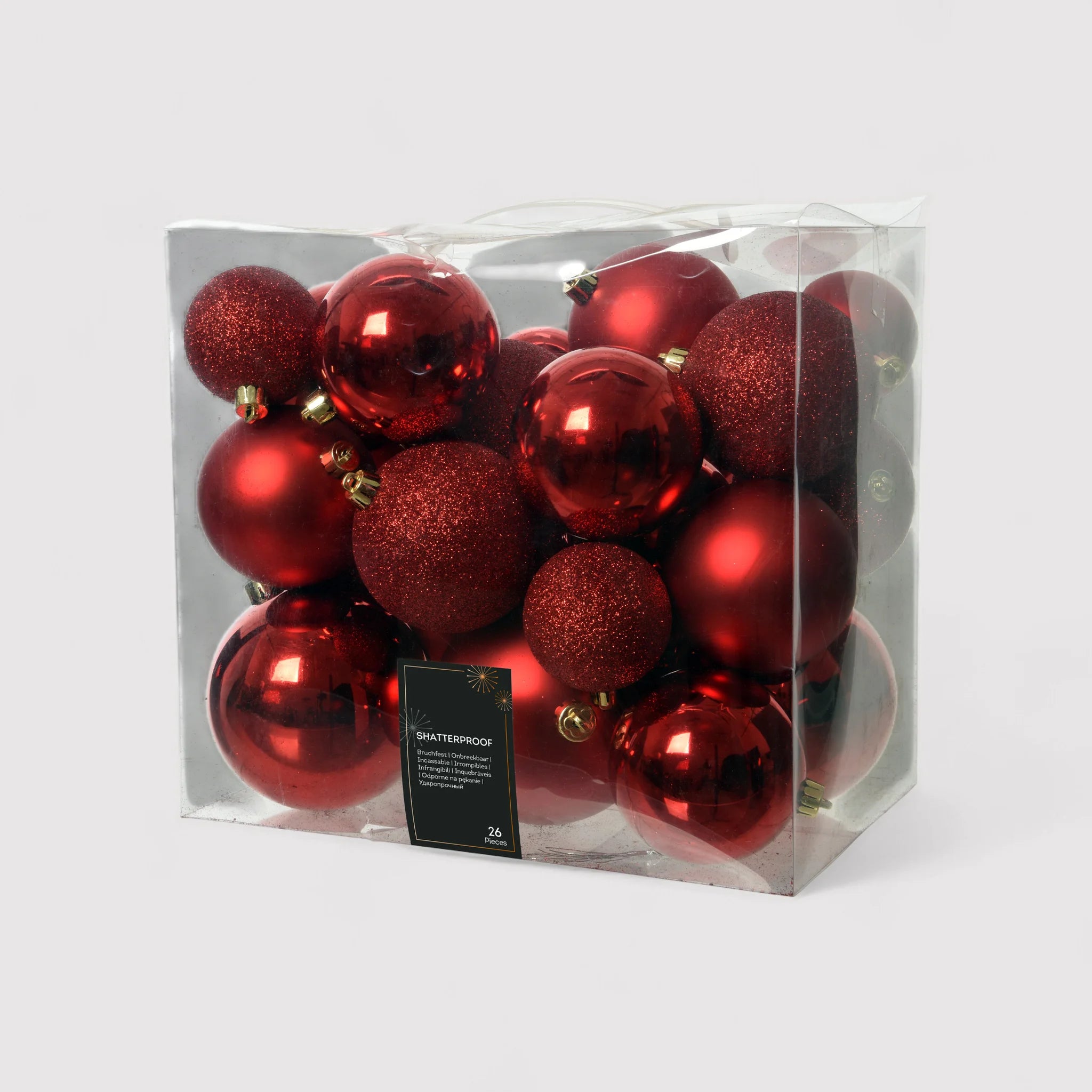 Fakra - 26 sfere natalizie rosse per decorazione albero