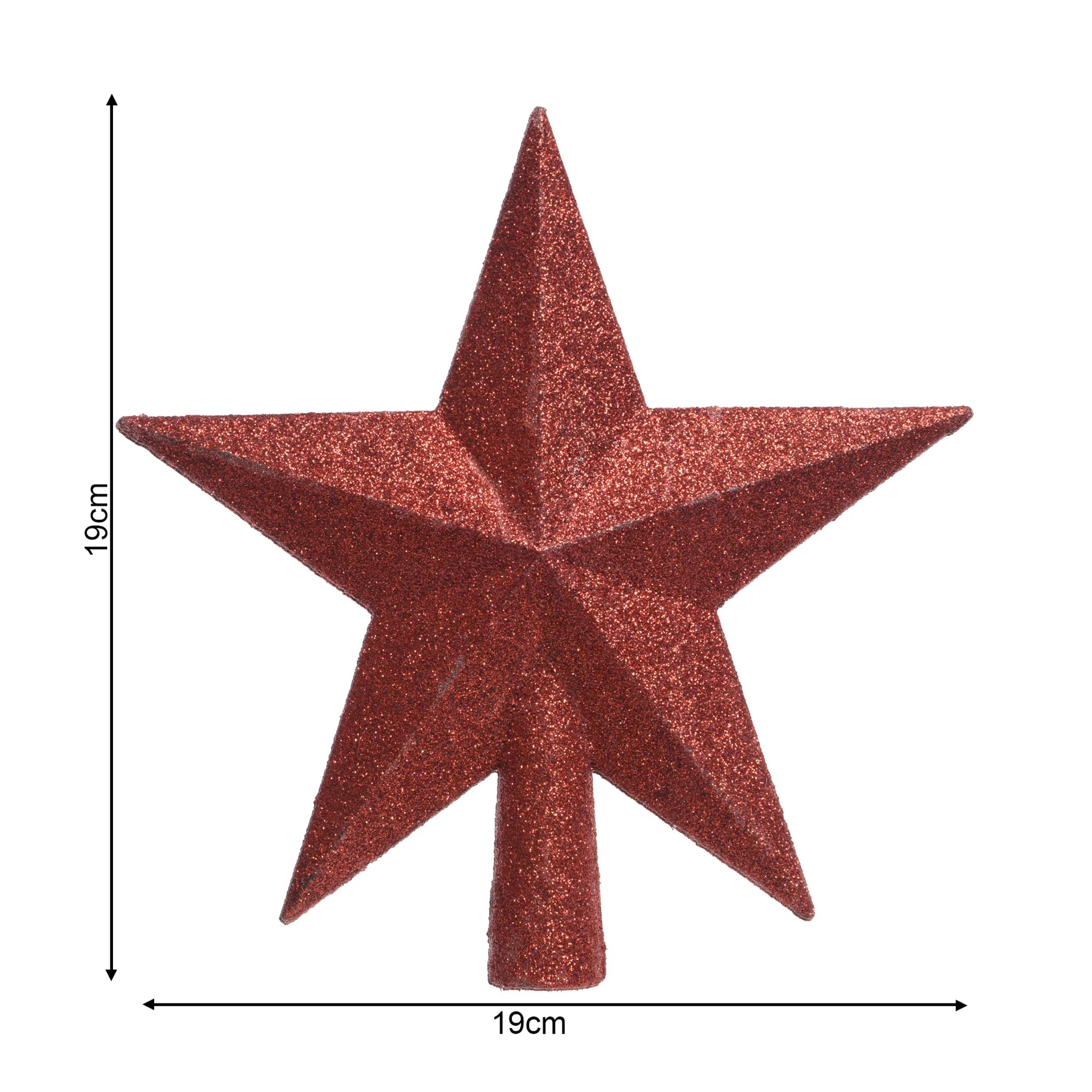 Jucara - Puntale a stella rosso glitterato per albero di Natale