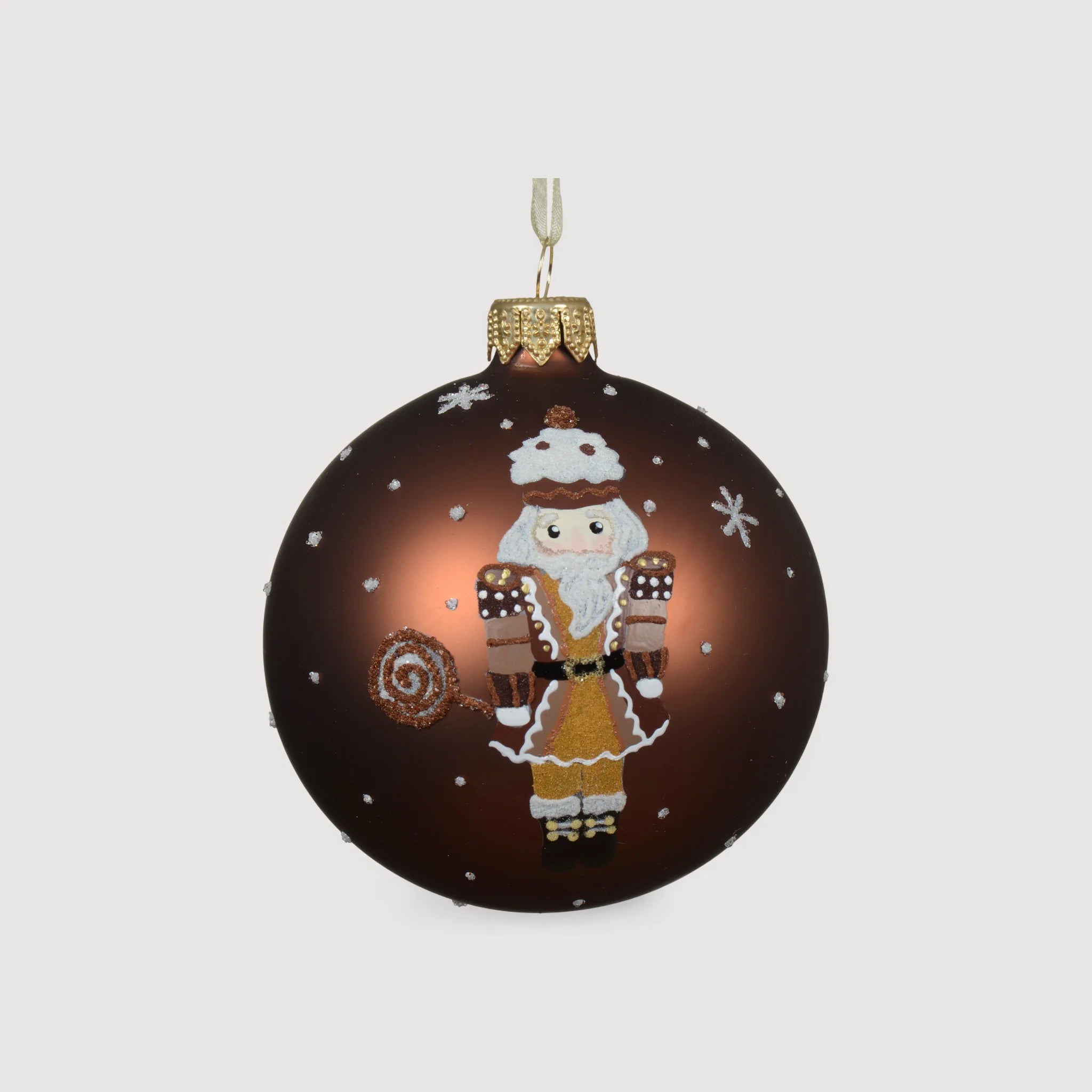 Obeke - Set 2 palline bianco caldo e marrone per abete natalizio