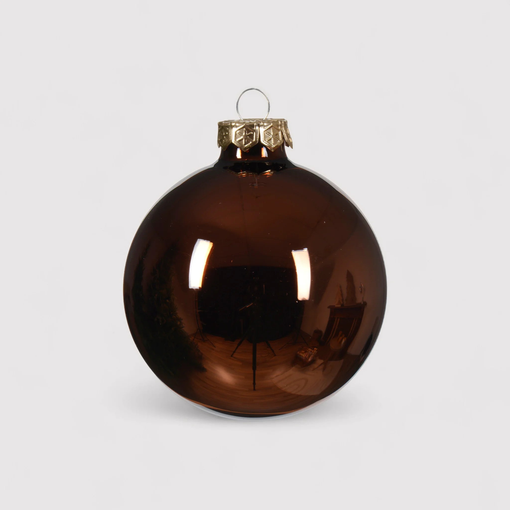 Ptelea - Set 16 sfere in vetro marrone per albero di Natale