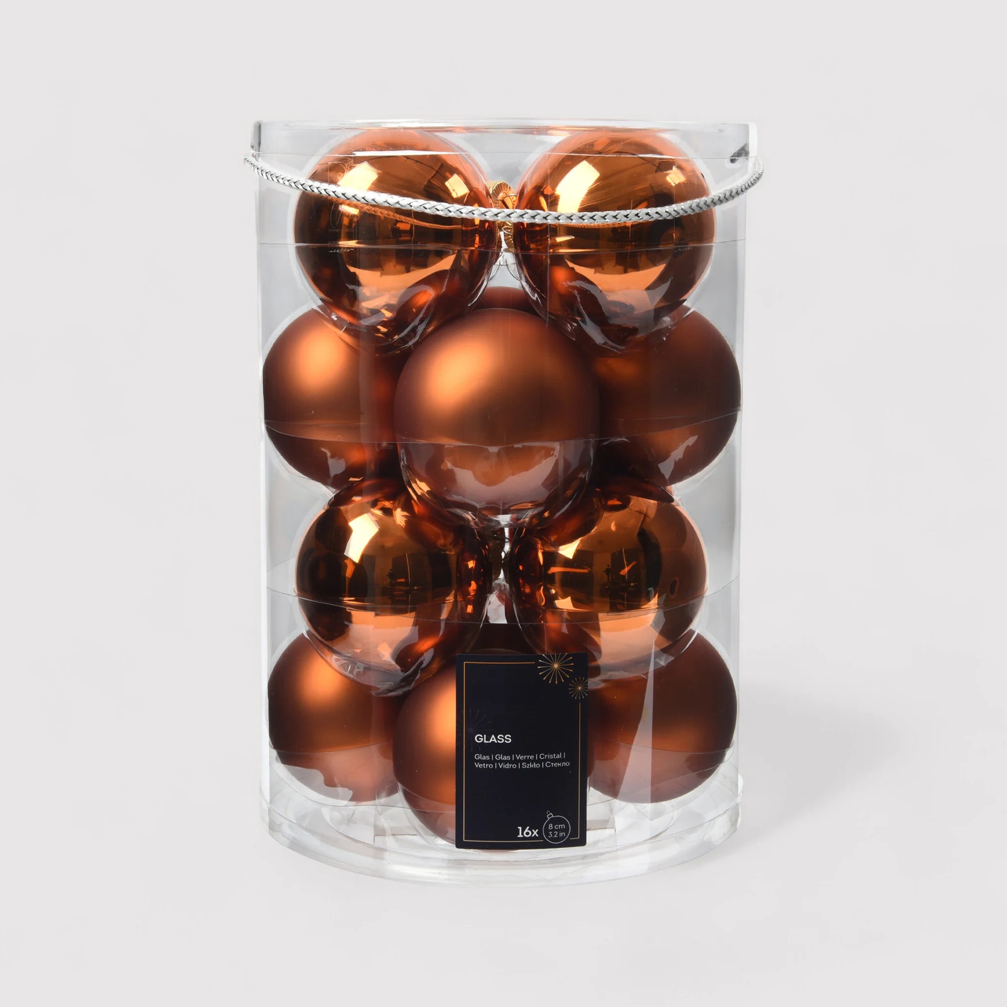 Arbey - Set 16 palline di Natale aracione scuro in vetro