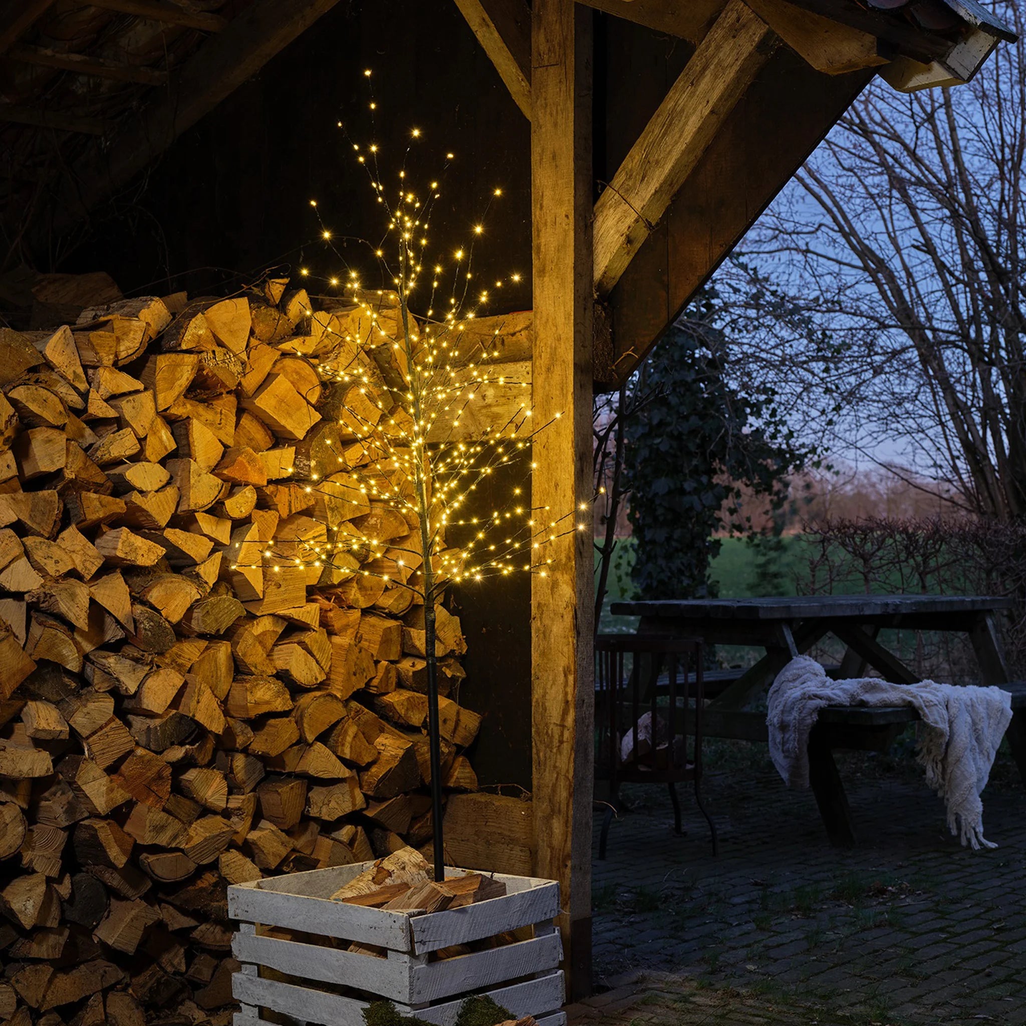 Sayal - Albero stilizzato da esterno con 480 LED bianco caldo
