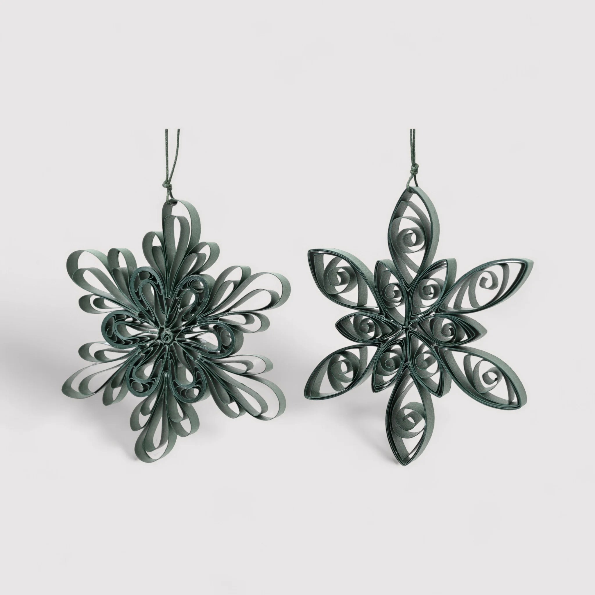 Yopo - 2 pendenti verde scuro in carta a forma di fiore
