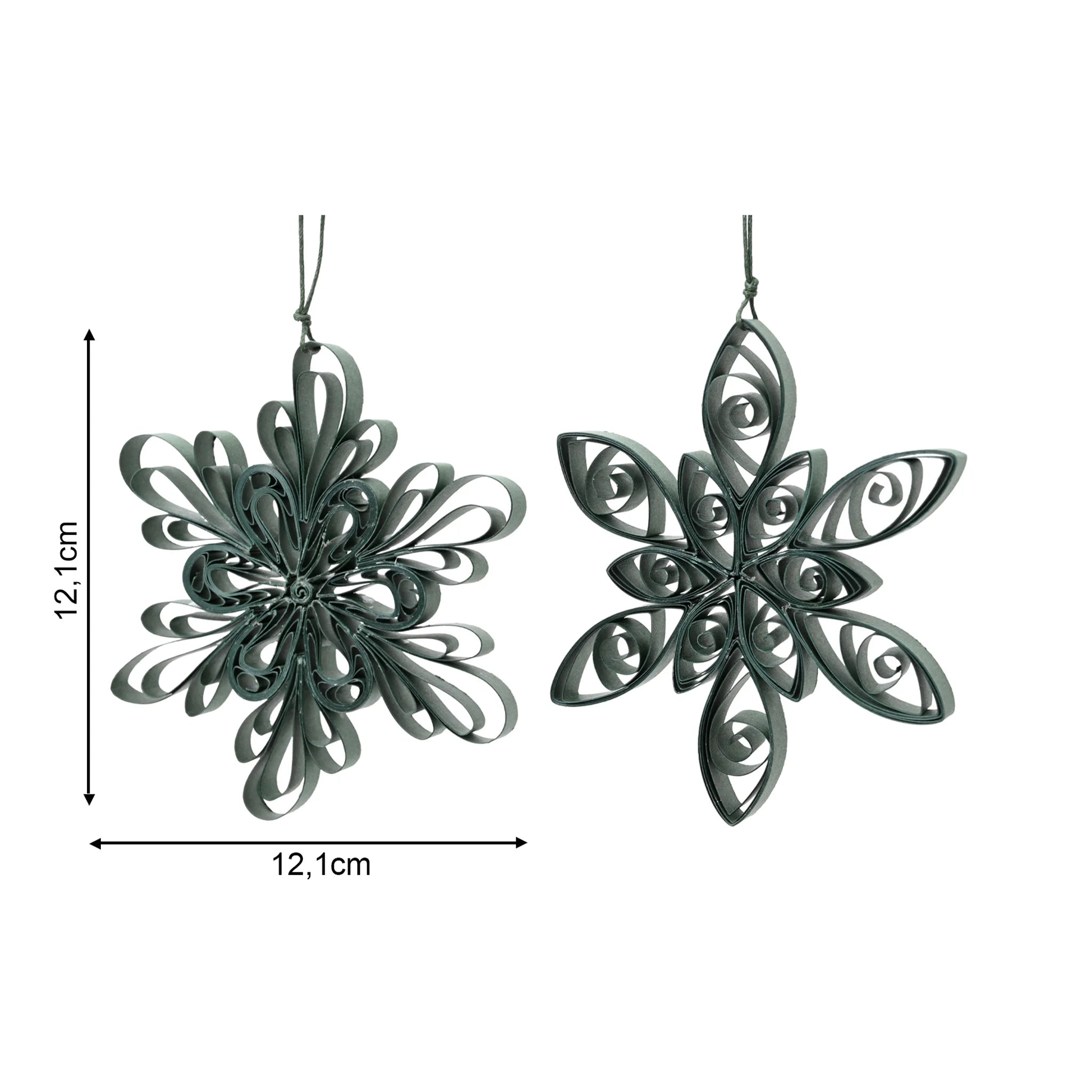Yopo - 2 pendenti verde scuro in carta a forma di fiore