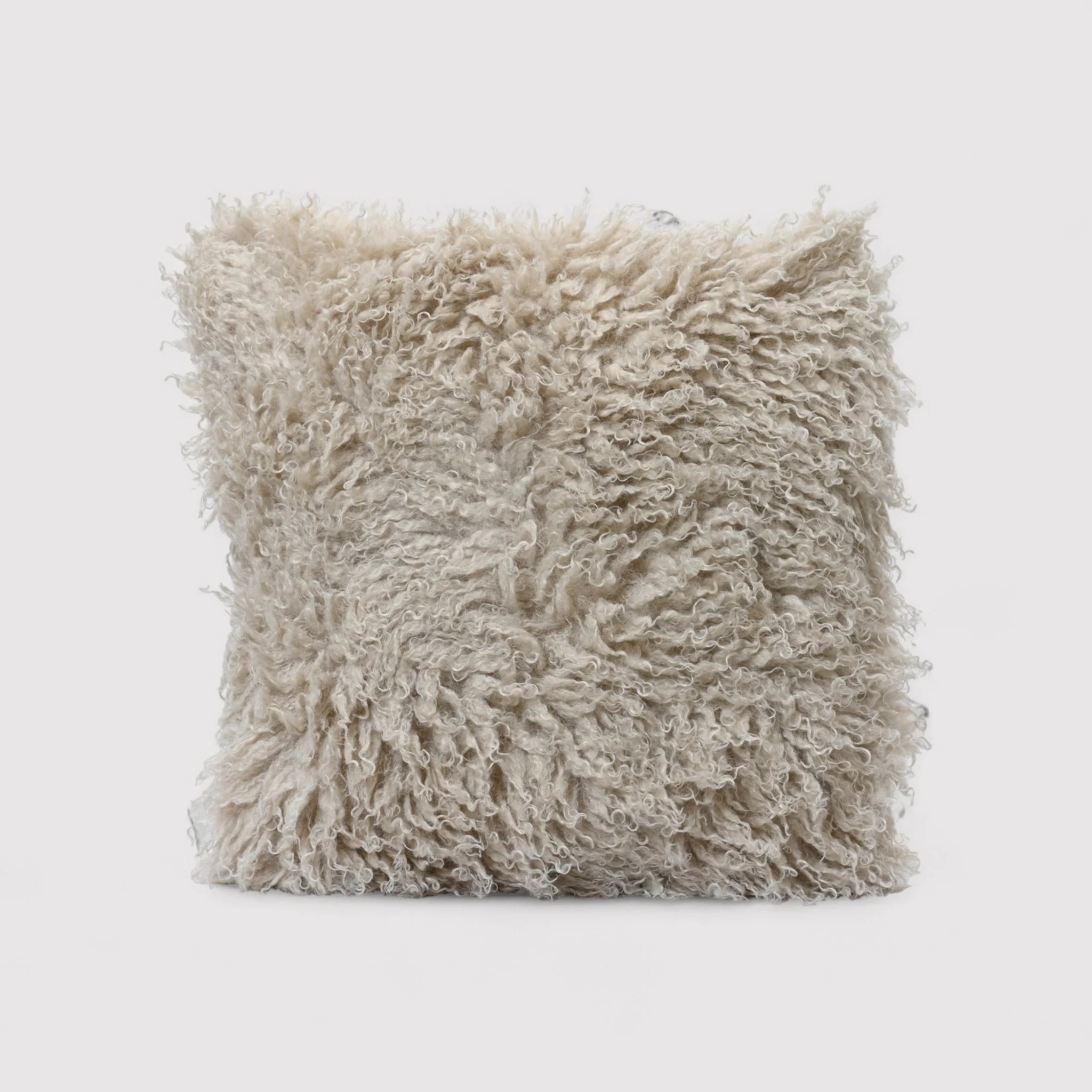 Garcinia - Cuscino decorativo beige in poliestere effetto mongolian