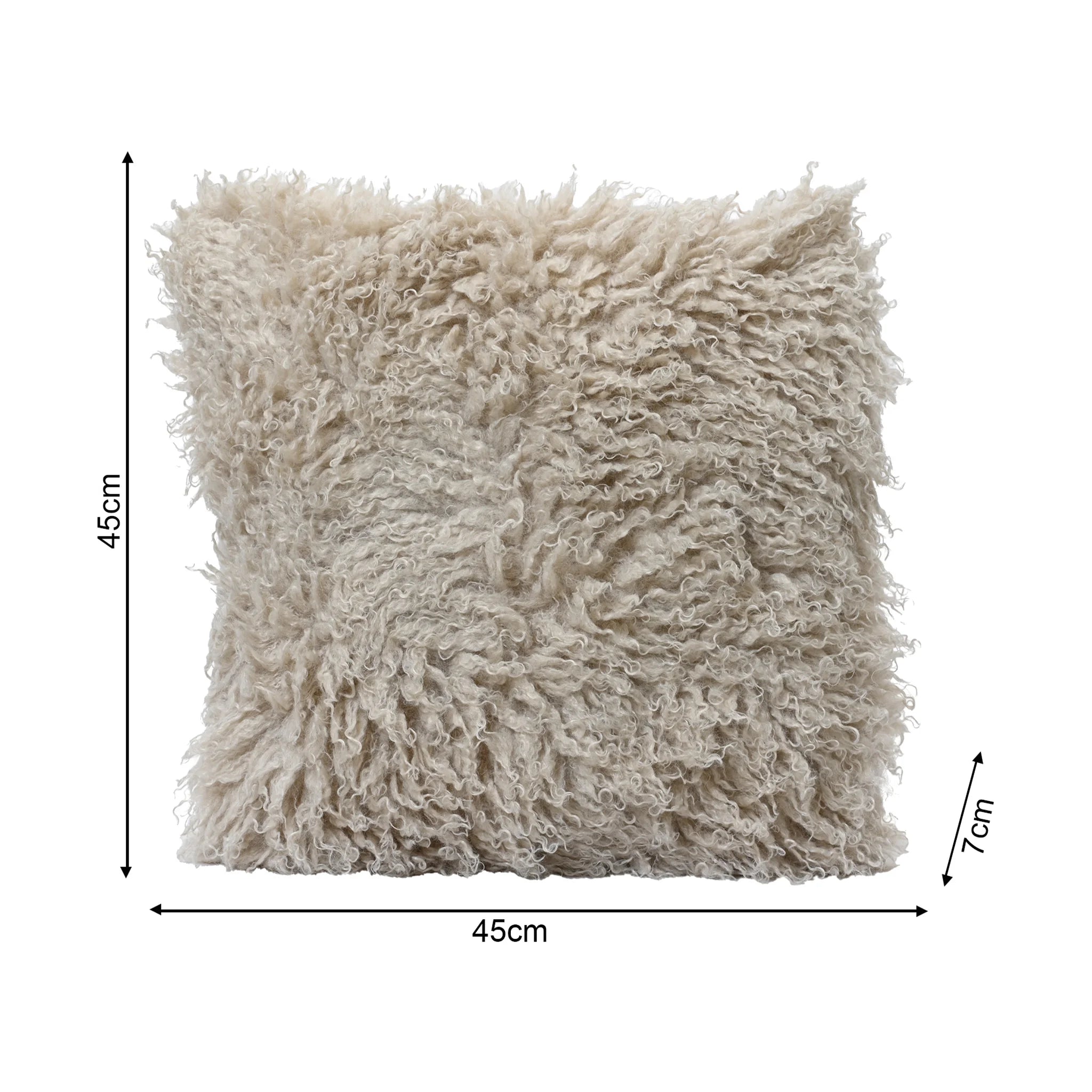 Garcinia - Cuscino decorativo beige in poliestere effetto mongolian