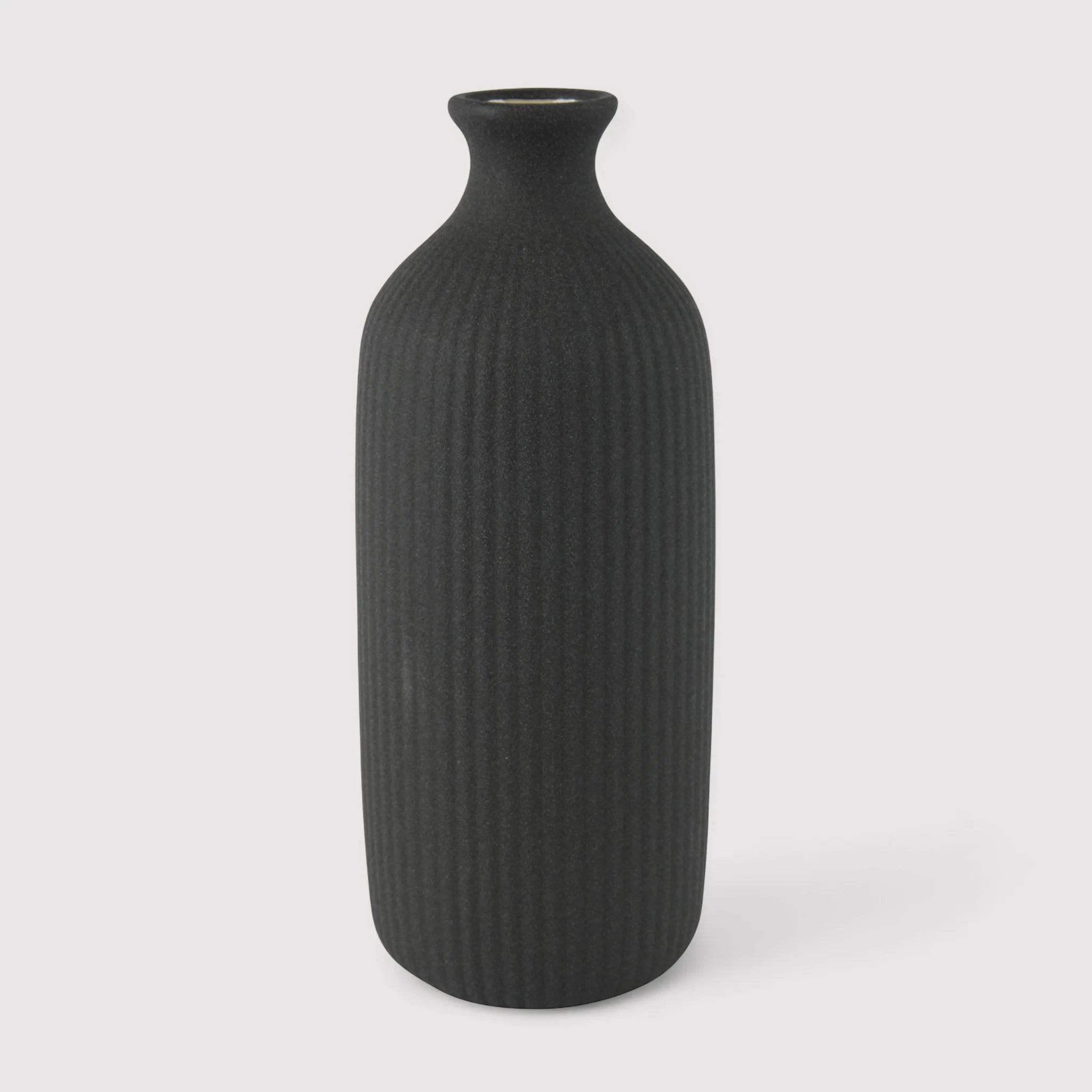 Scarlina - Vaso decorativo alto e stretto in gres nero