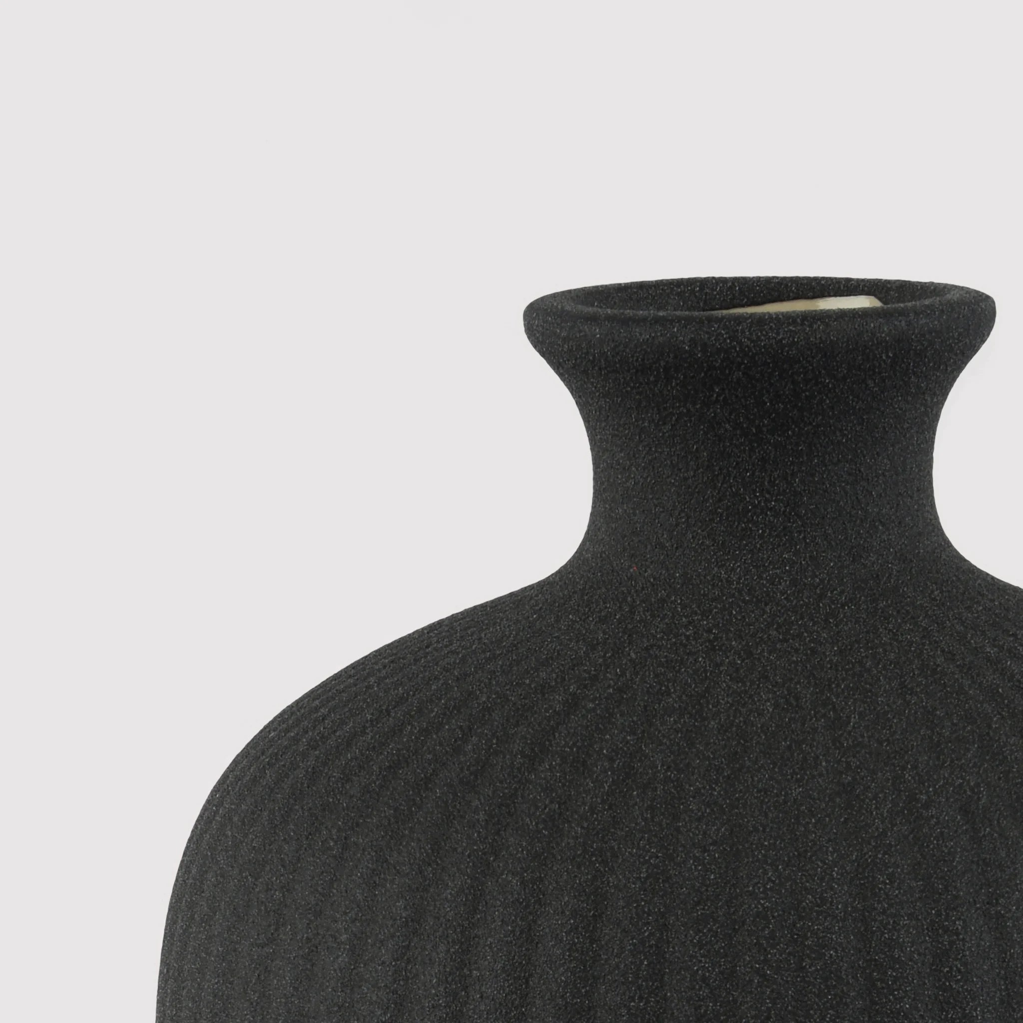 Stenocero - Vaso in gres nero da decorazione per salotto