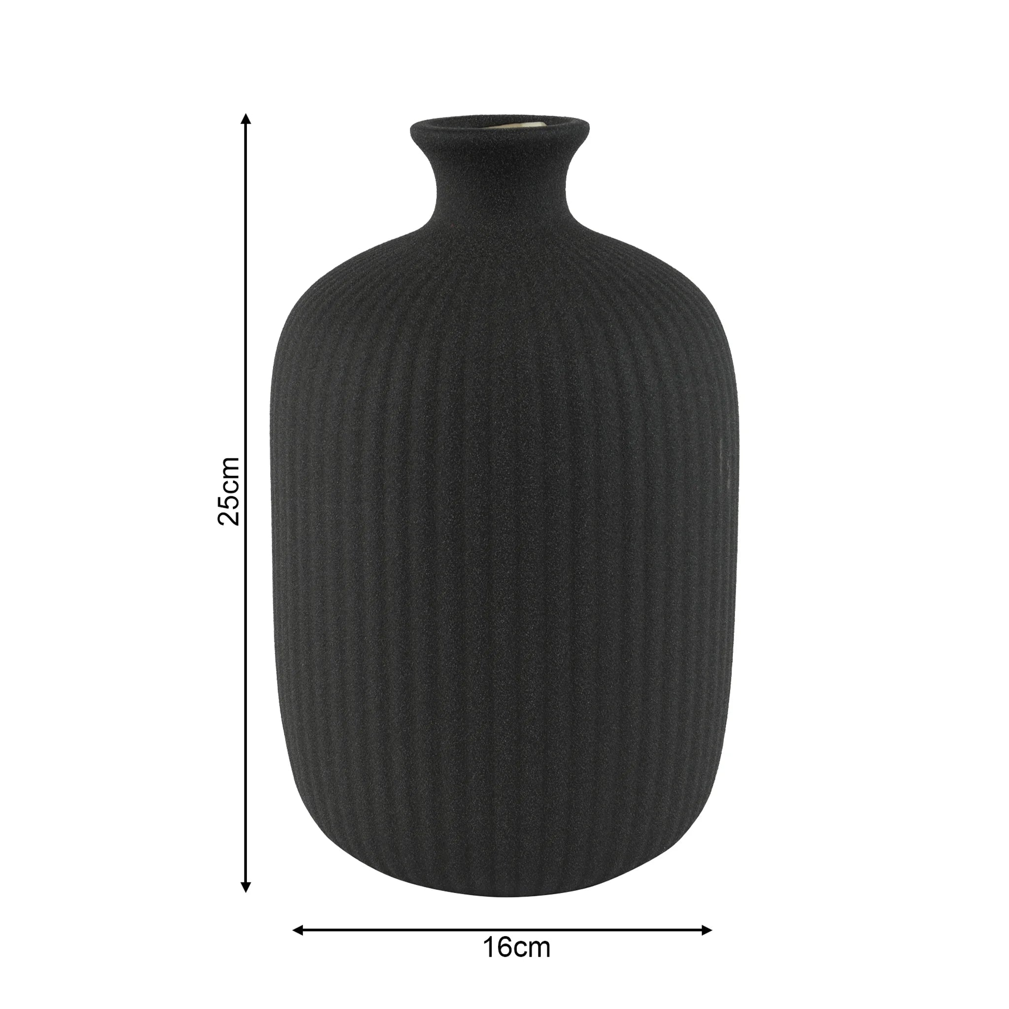 Stenocero - Vaso in gres nero da decorazione per salotto
