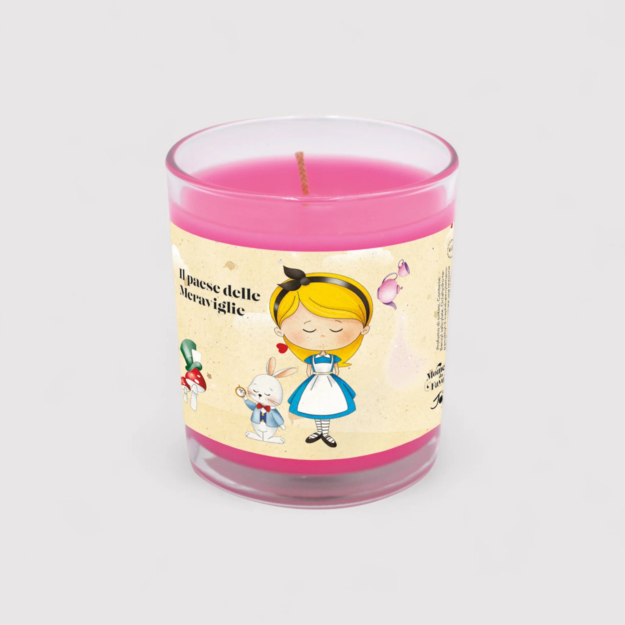 Set tazza tema "Il paese delle meraviglie" e 2 candele profumate fragranza benessere