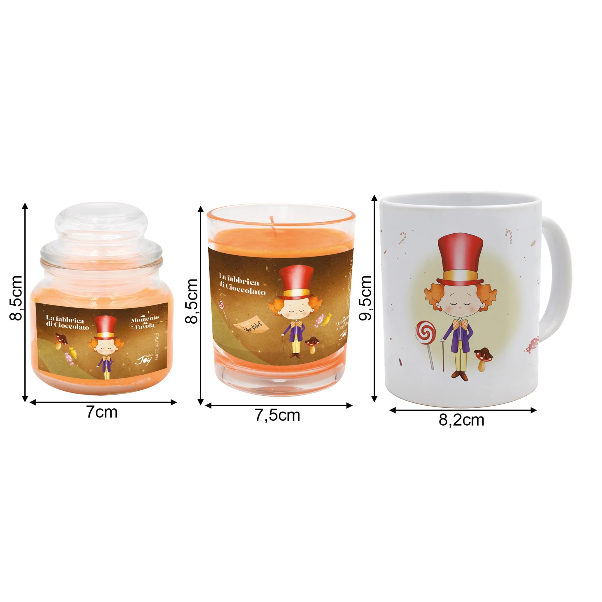 Set tazza e 2 candele profumate fragranza arancia e cannella