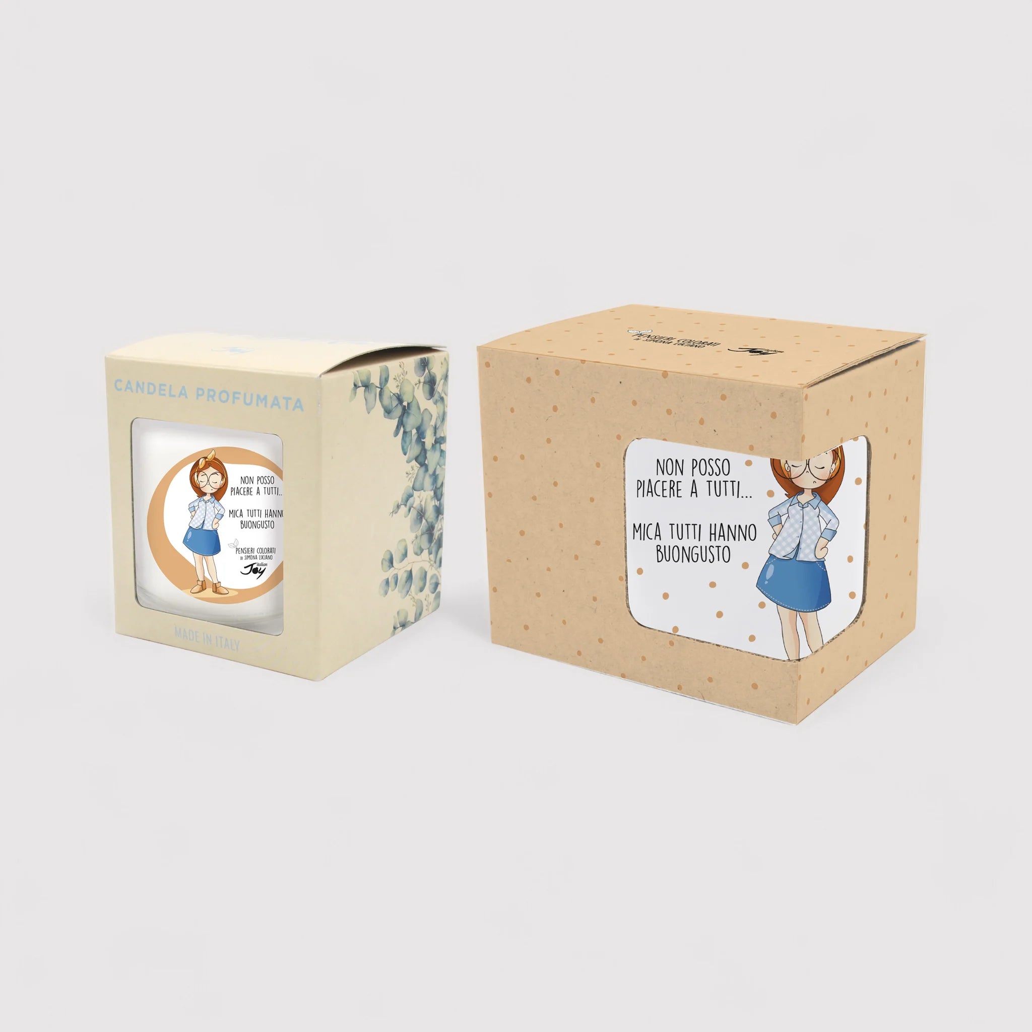 Set 1 tazza in ceramica e bicchiere con candela fragranza gelsomino