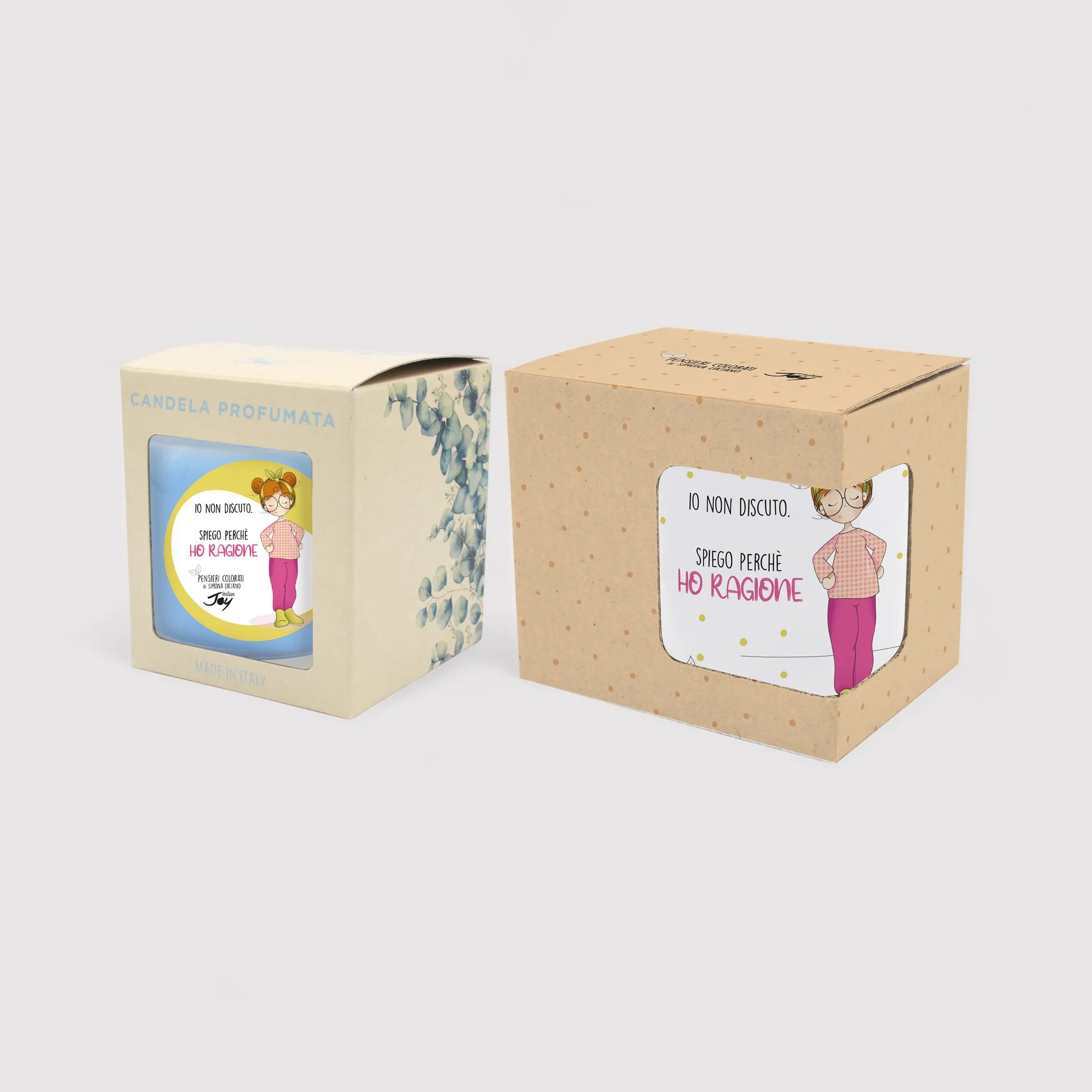 Set 1 tazza decorata e bicchiere con candela fragranza fiori di cotone