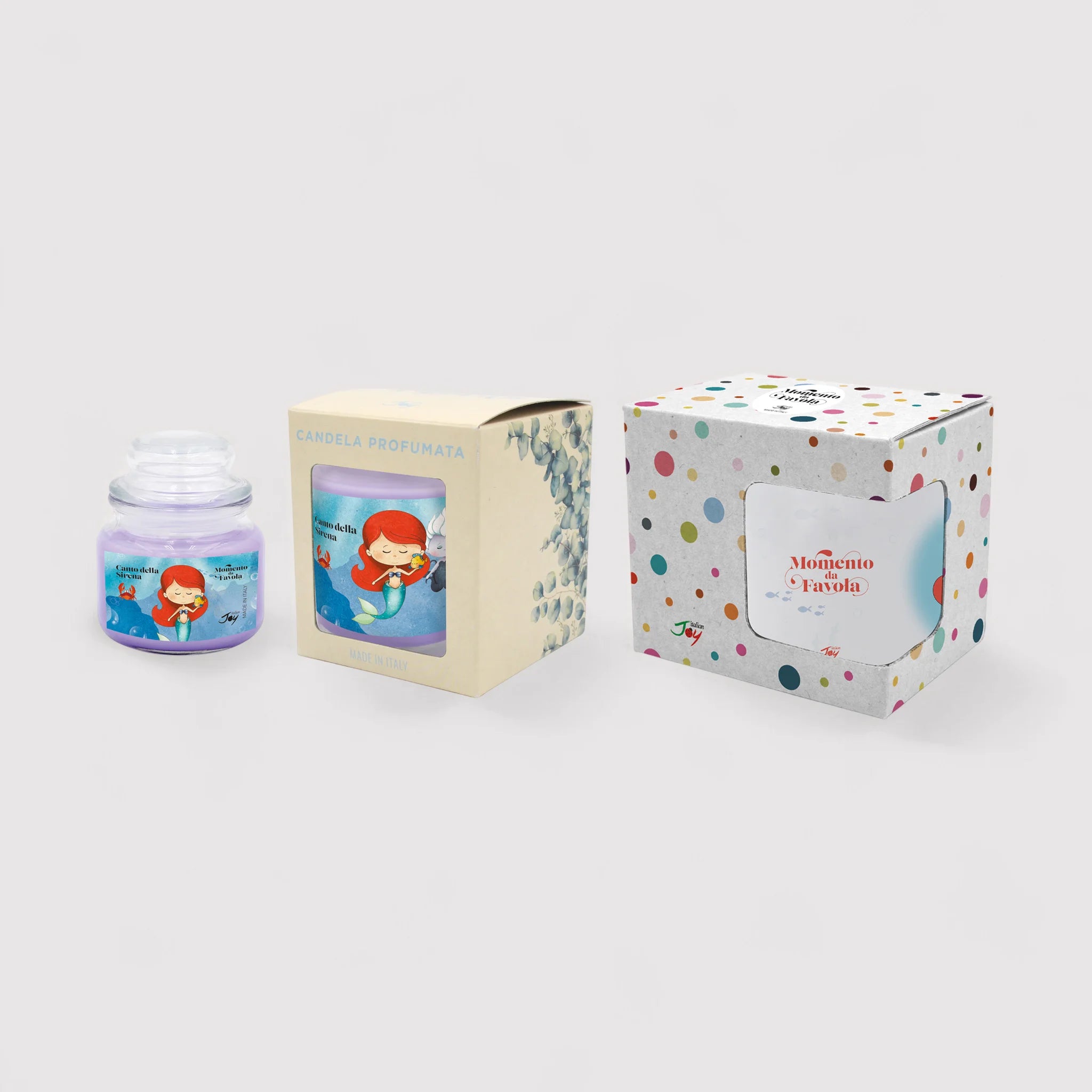 Set tazza tema "Canto della sirena" e 2 candele profumate fragranza lavanda