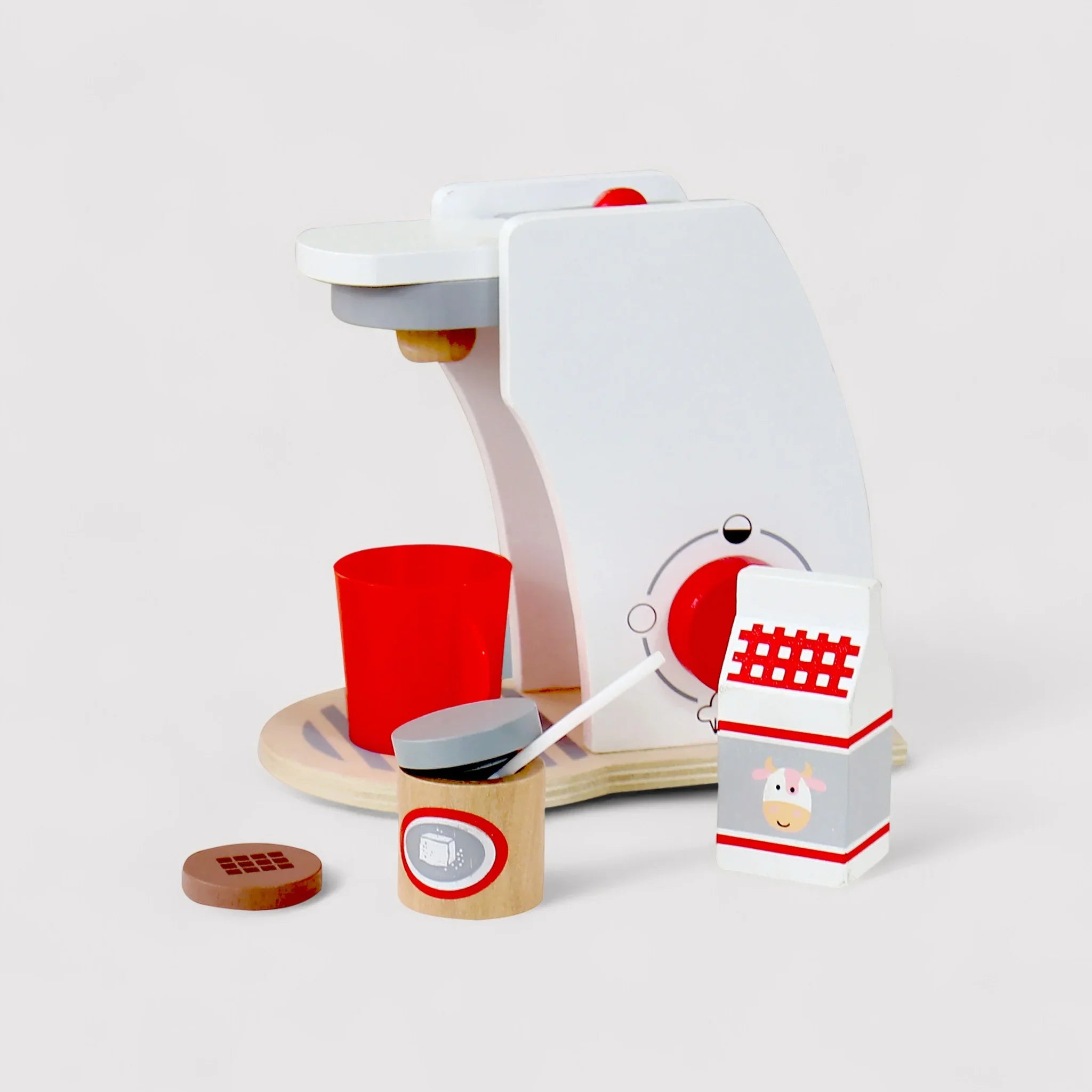 Booy - Macchina del caffè in legno per bimbi con accessori