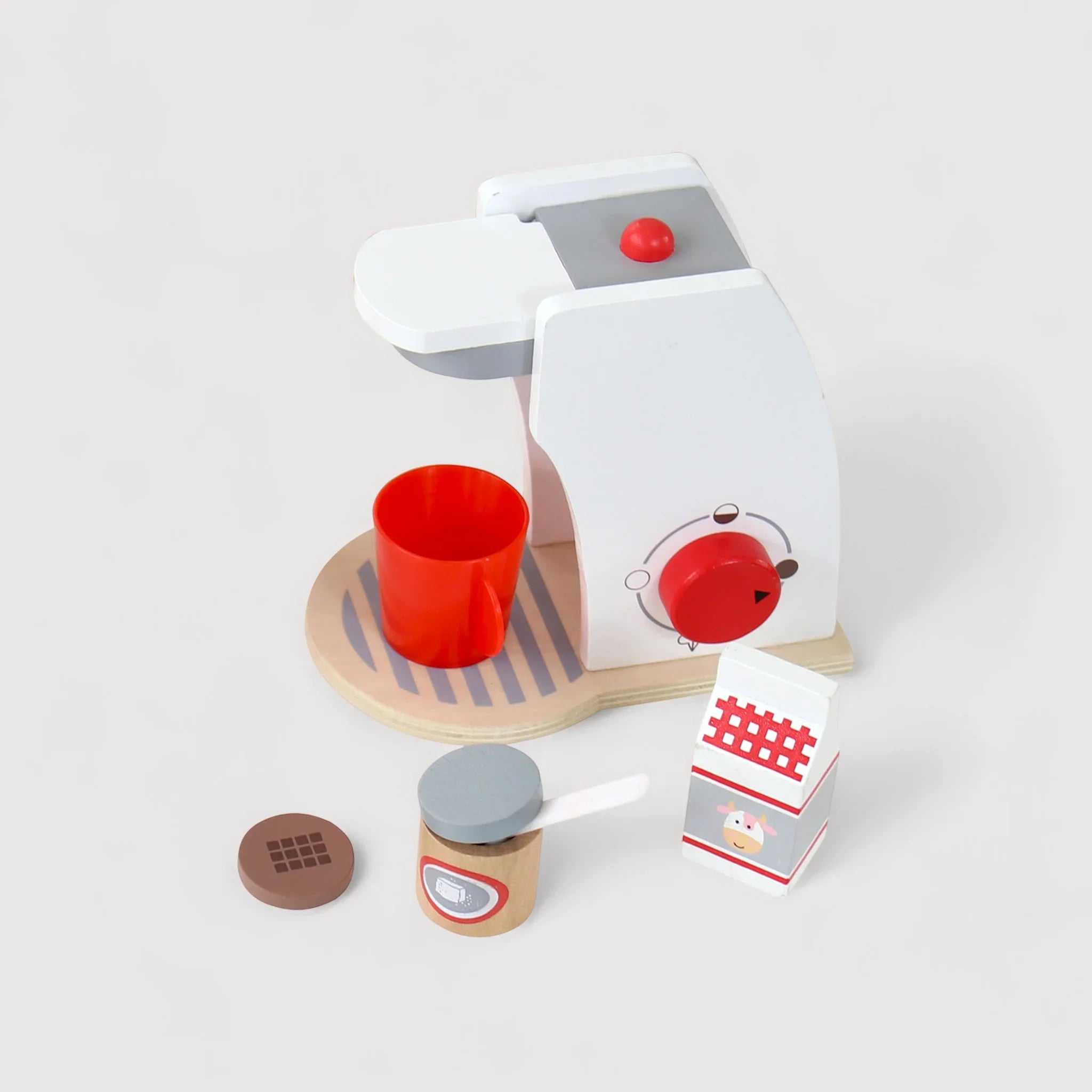 Booy - Macchina del caffè in legno per bimbi con accessori