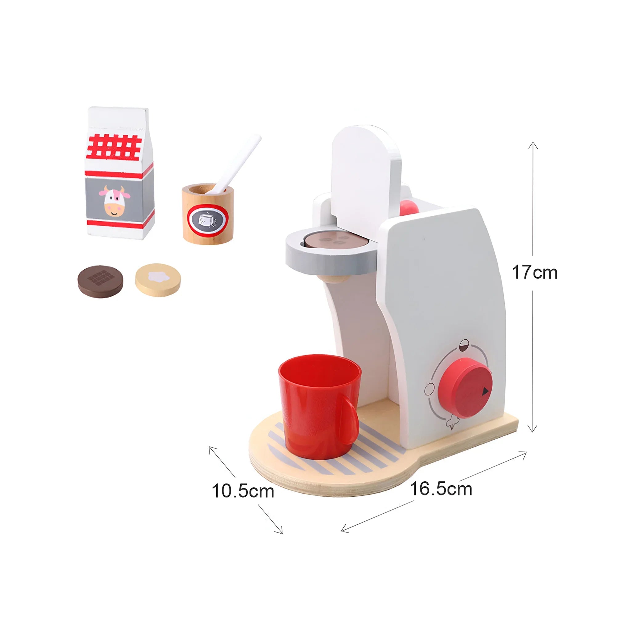 Booy - Macchina del caffè in legno per bimbi con accessori