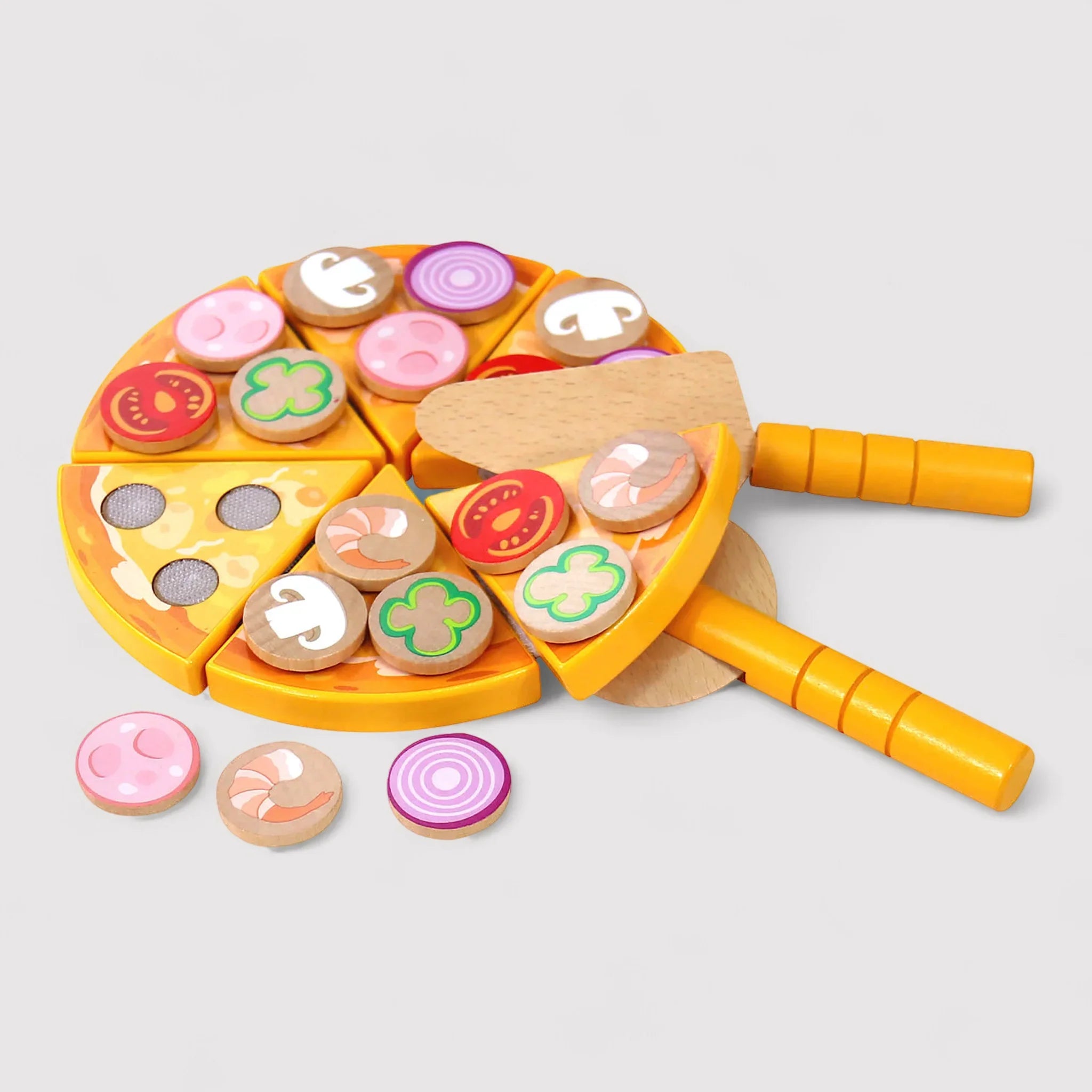 Okhar - Pizza giocattolo in legno per bambini con accessori