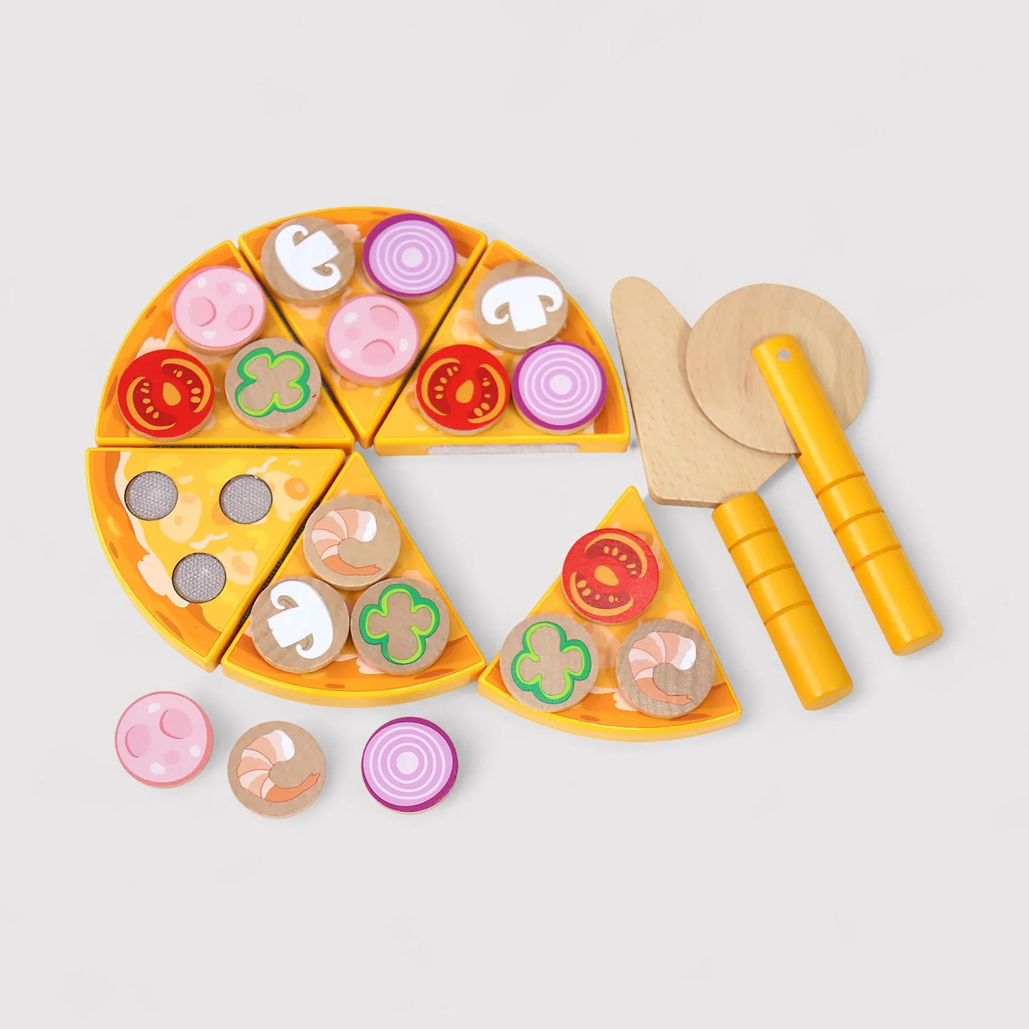 Okhar - Pizza giocattolo in legno per bambini con accessori
