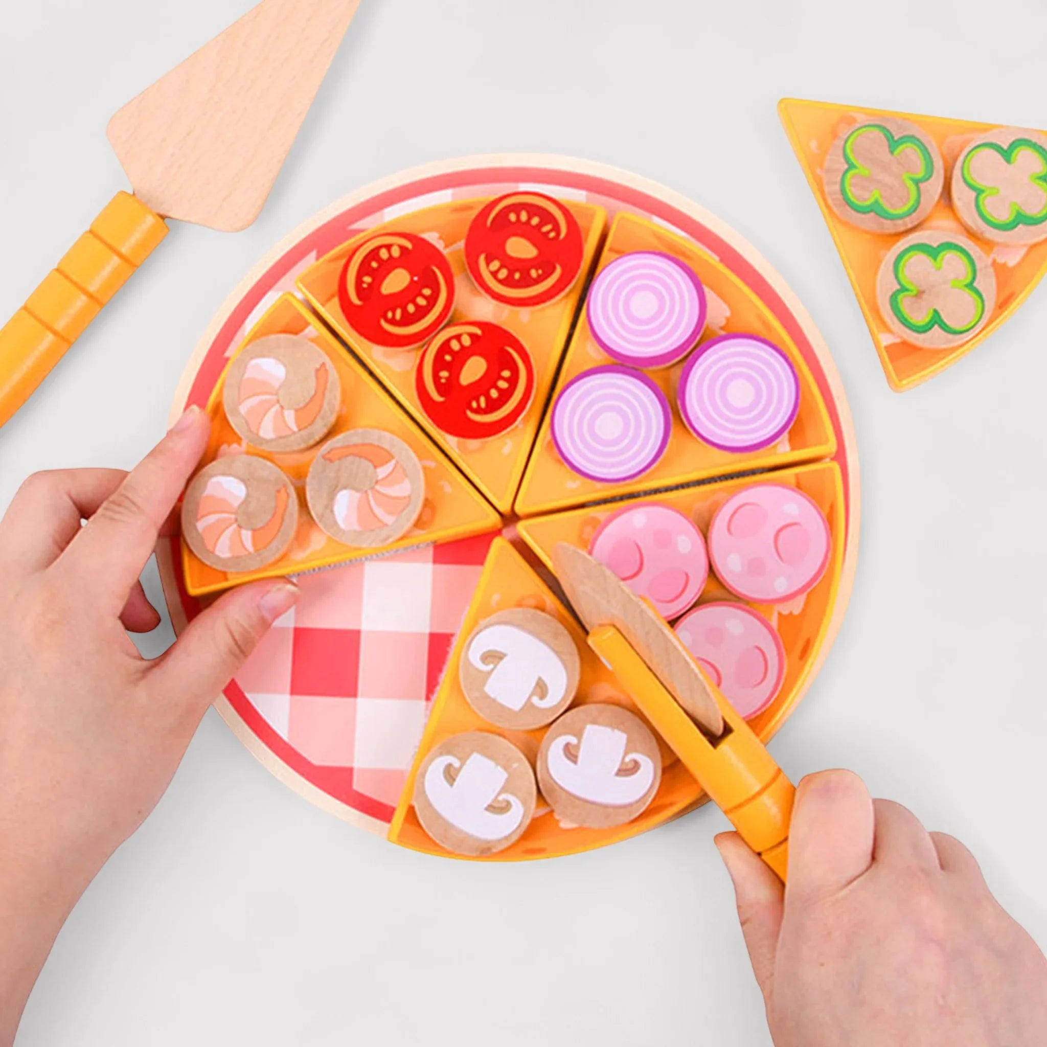Okhar - Pizza giocattolo in legno per bambini con accessori