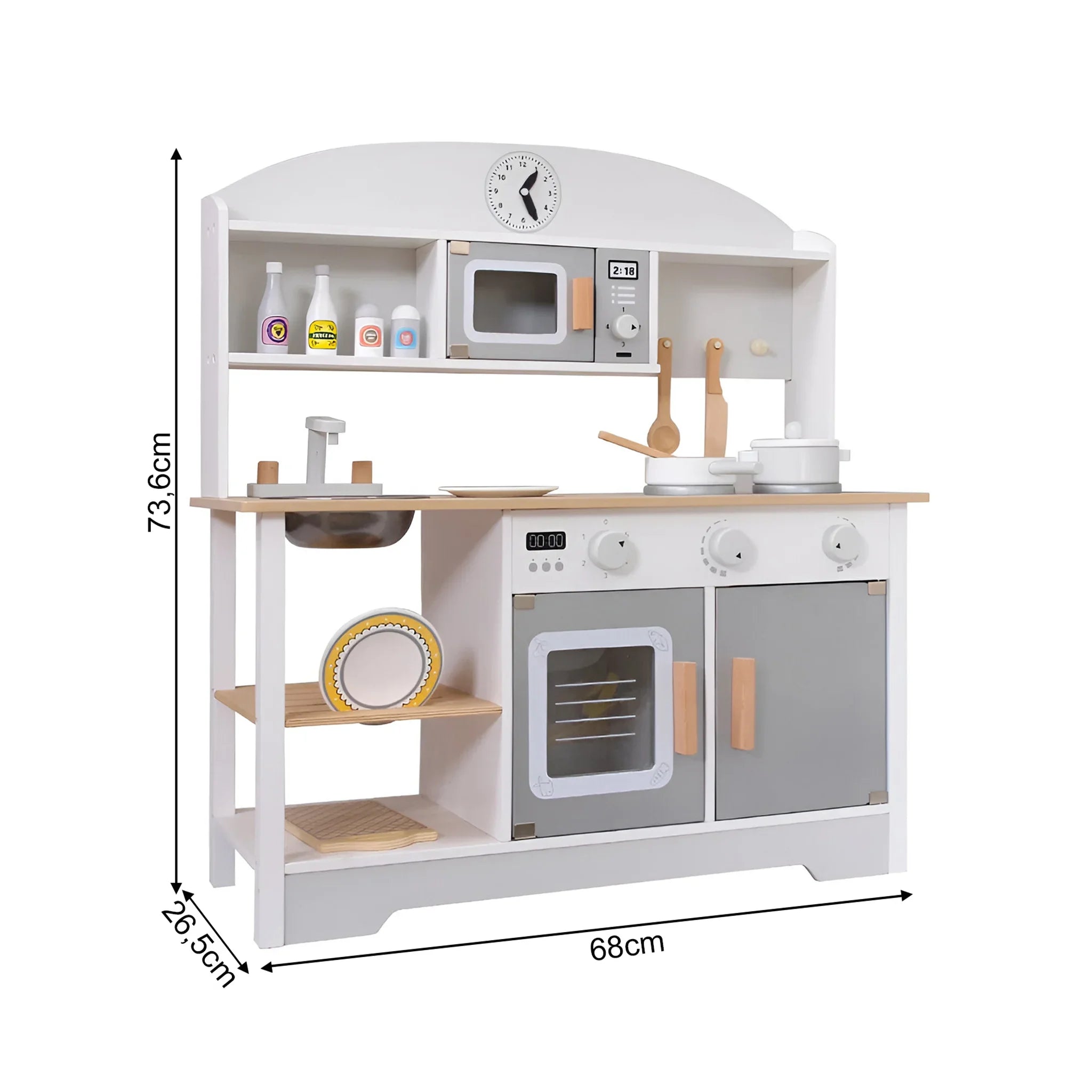 Manul - Cucina giocattolo in legno per bambini con forno e lavandino