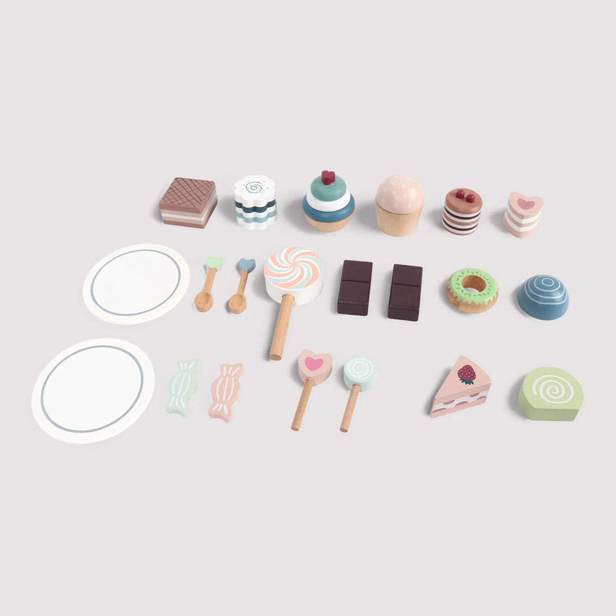 Naryal - Set di pasticcini e dolci in legno da gioco per bambini