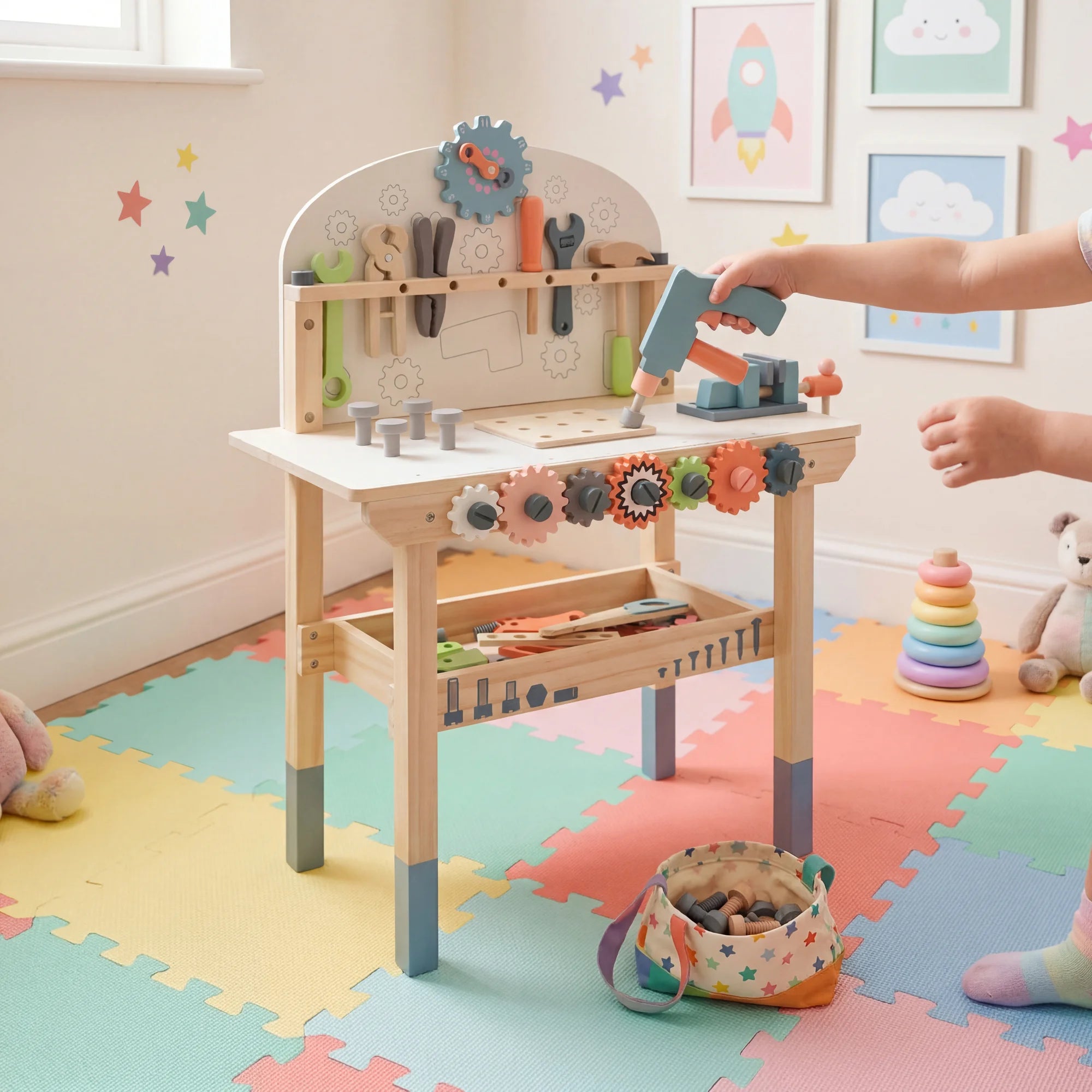 Balaba - Wooden play workbench with tools for children