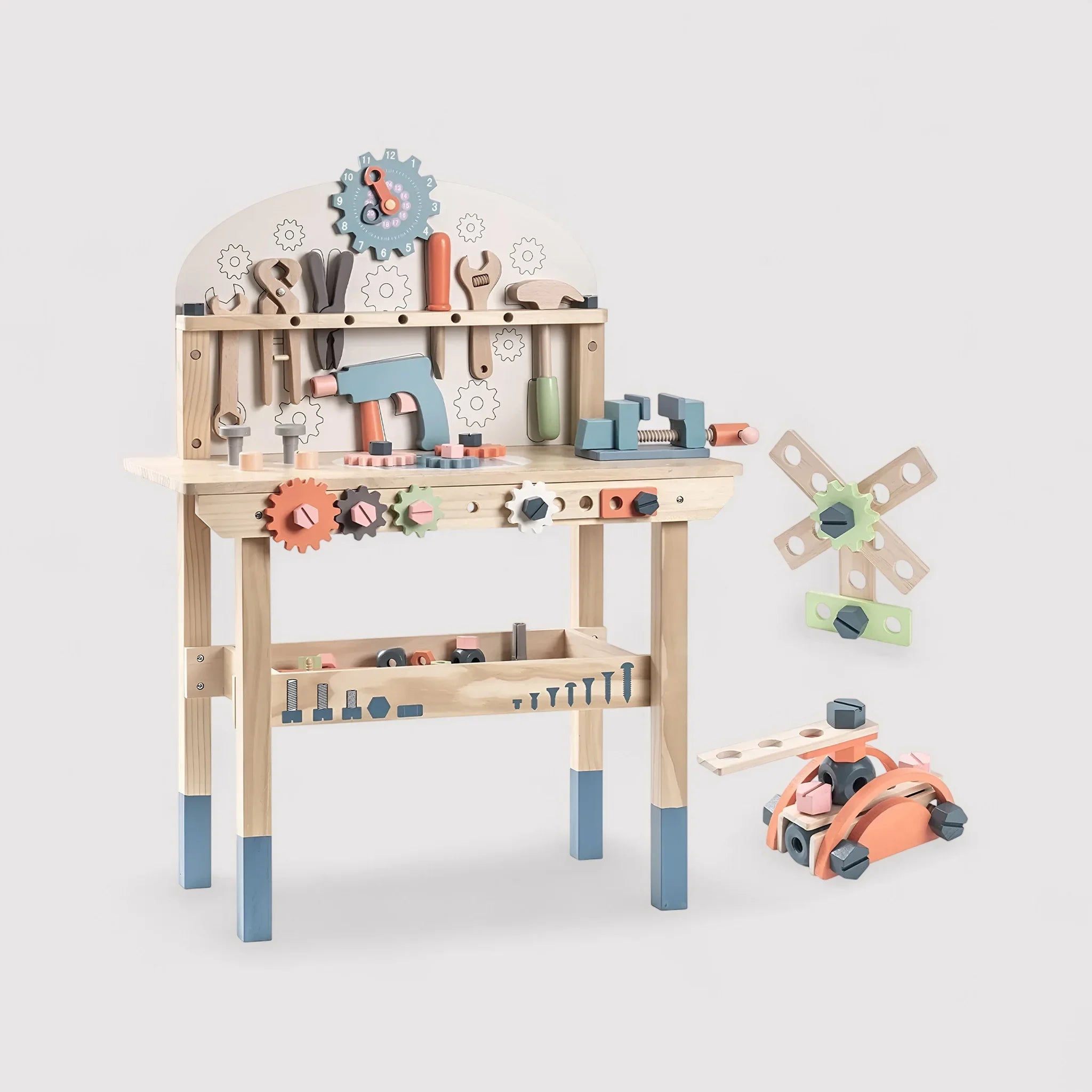 Balaba - Banco con attrezzi da gioco in legno per bimbi