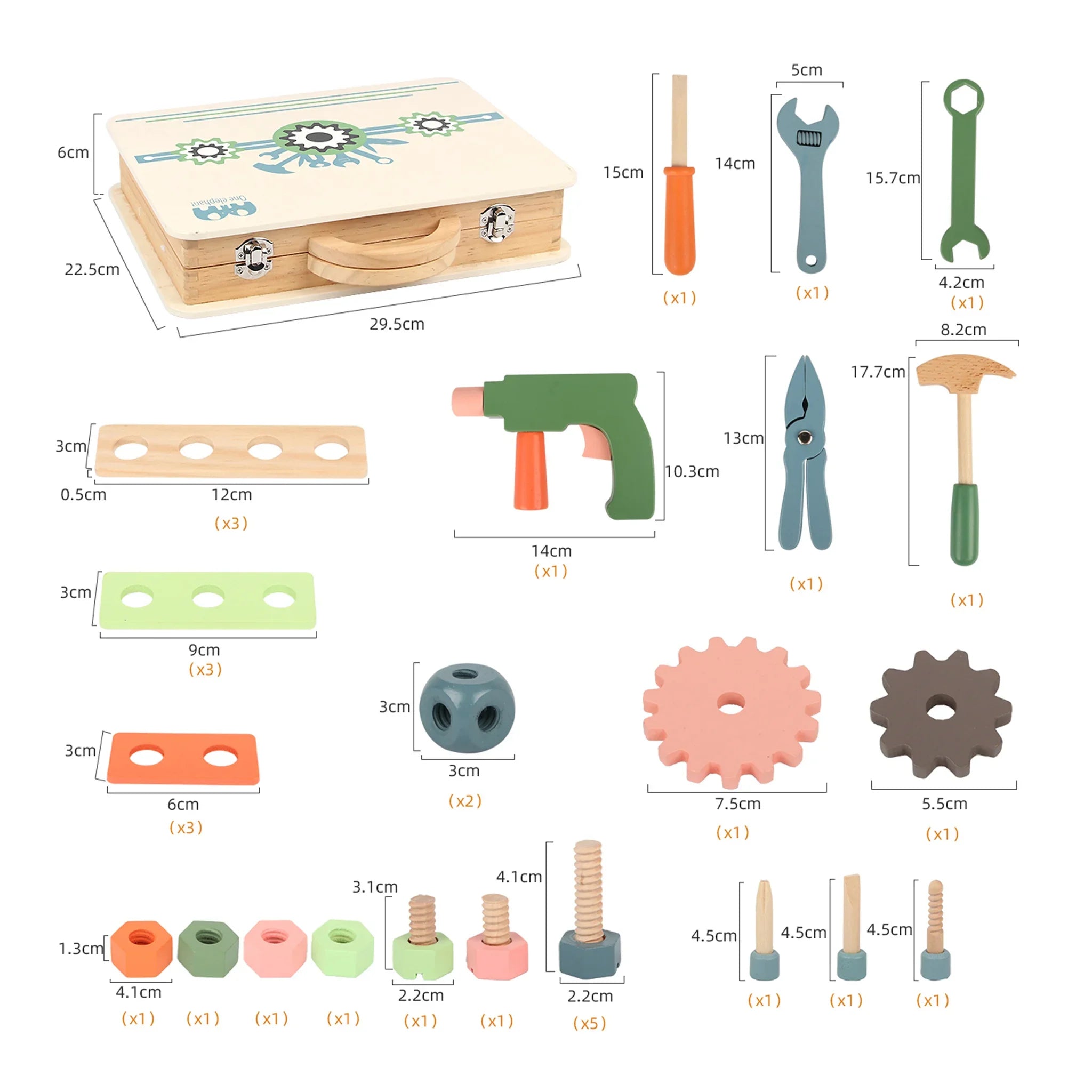 Subeir - Valigetta con attrezzi giocattolo in legno