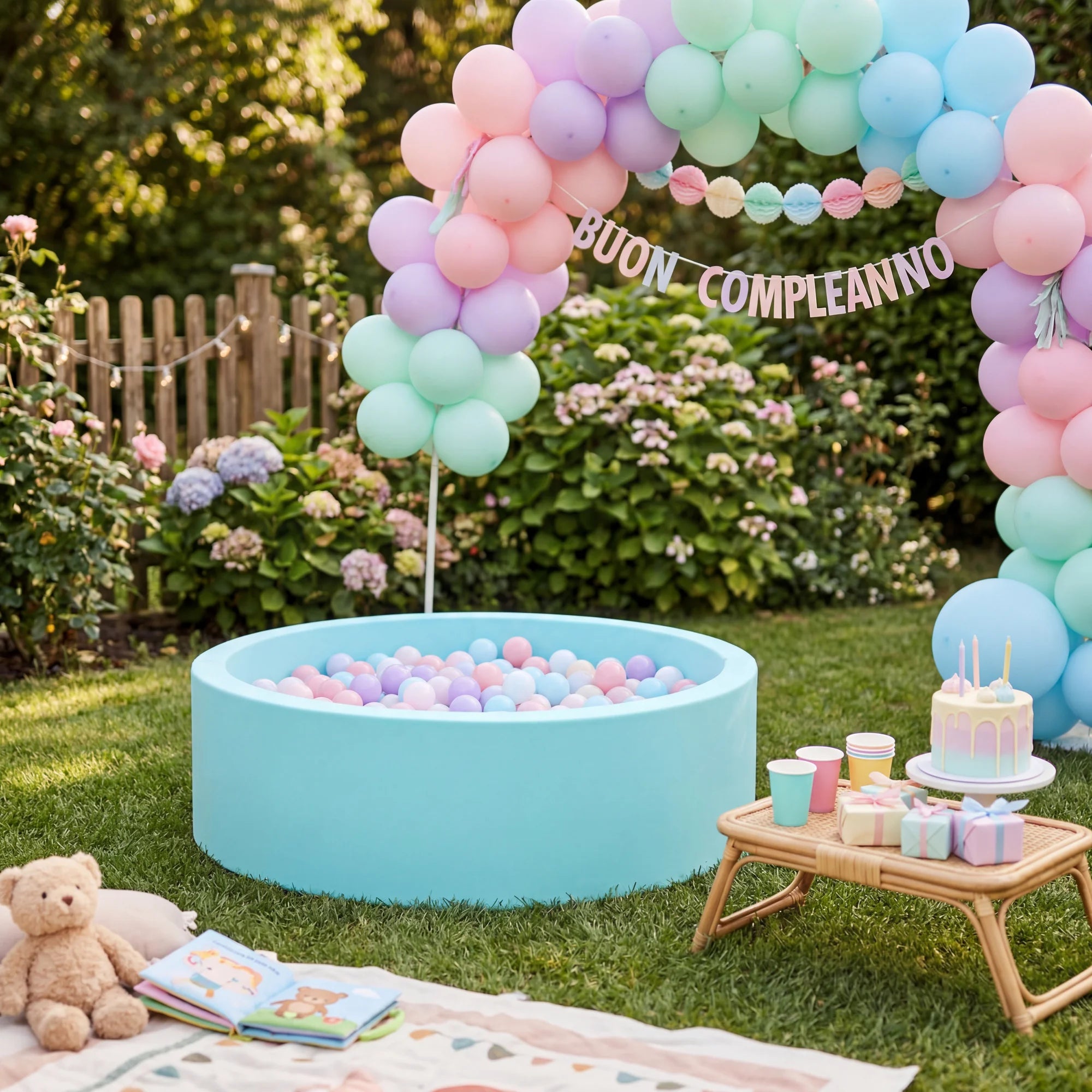 Nabaq - Piscina azul para niños con 200 bolas de colores
