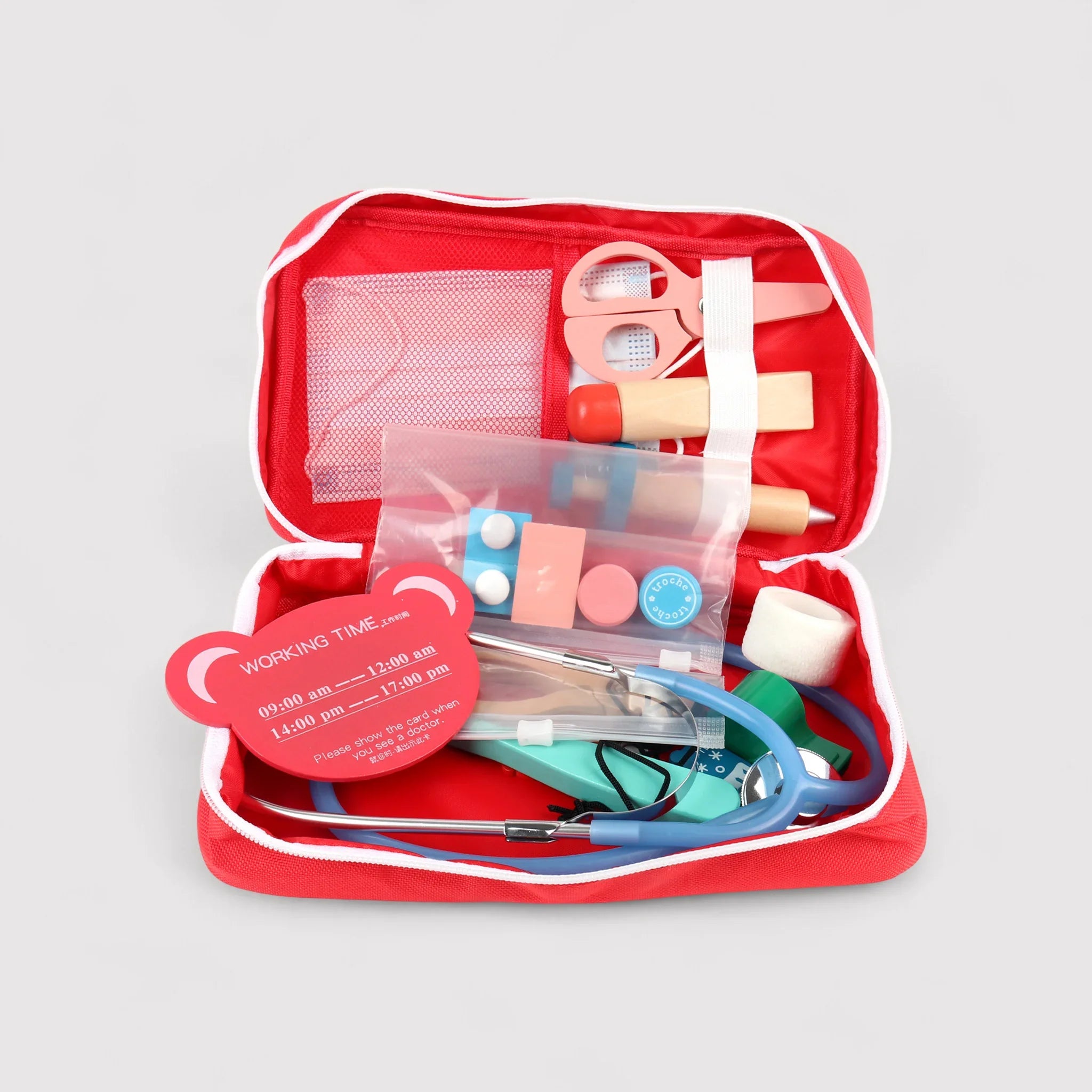 Muena - Kit da dottore giocattolo in legno con astuccio