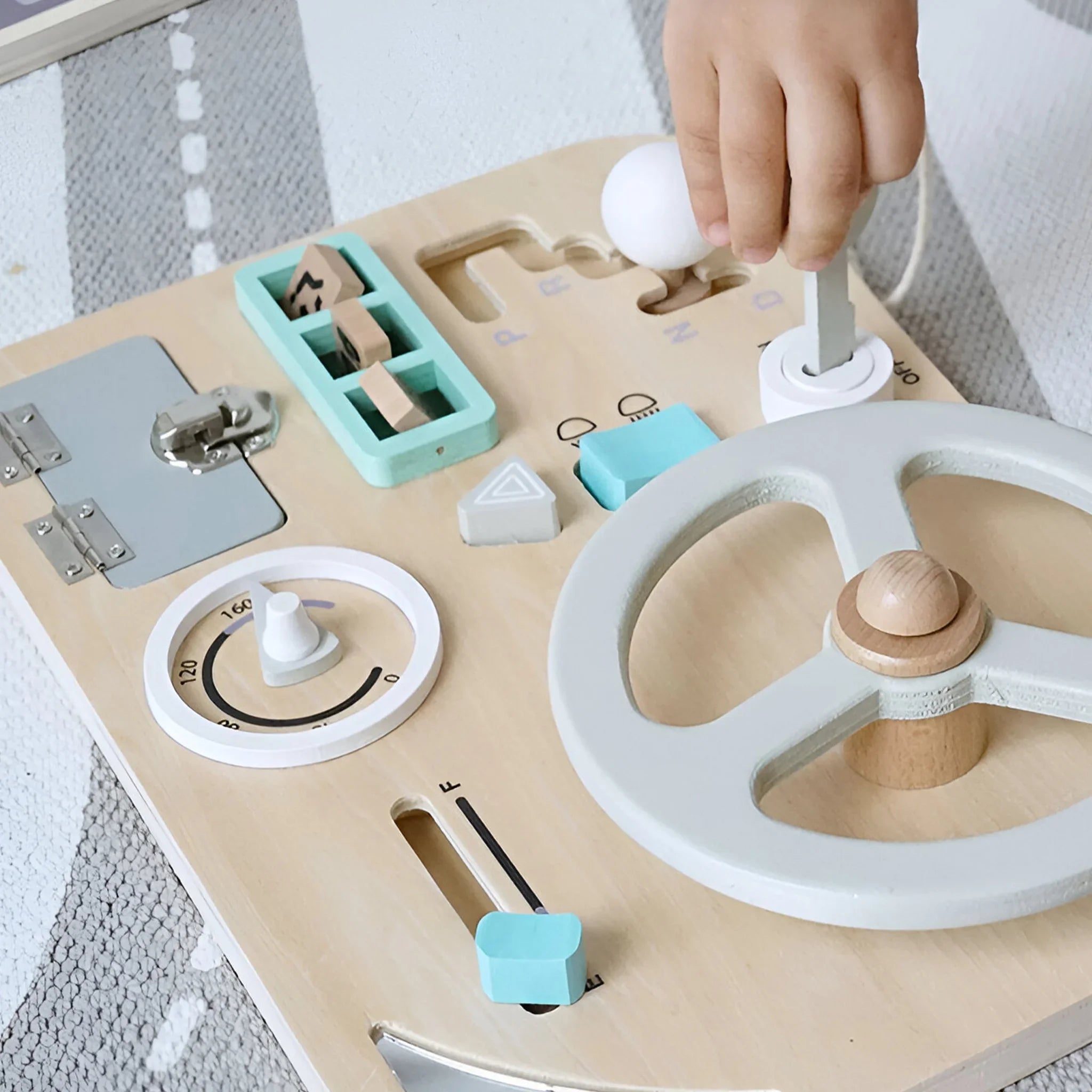 Dembani - Volante giocattolo con cruscotto in legno