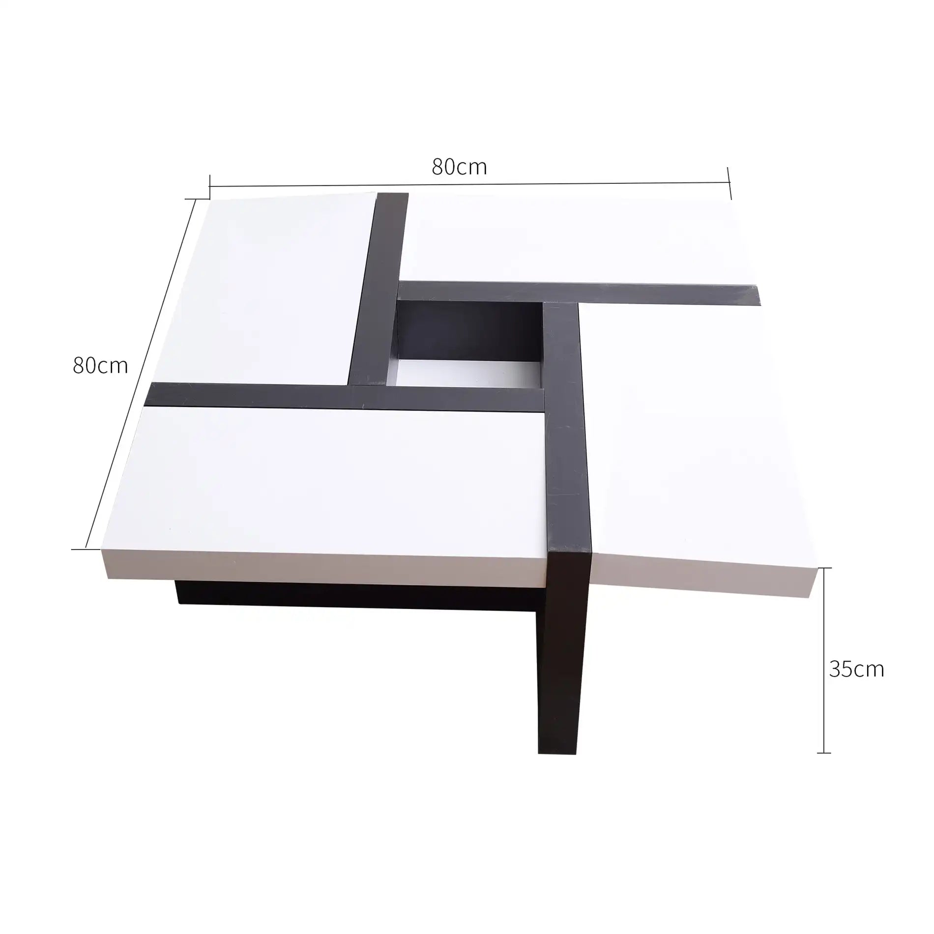 Hoodia - Tavolino basso da salotto moderno bianco e nero