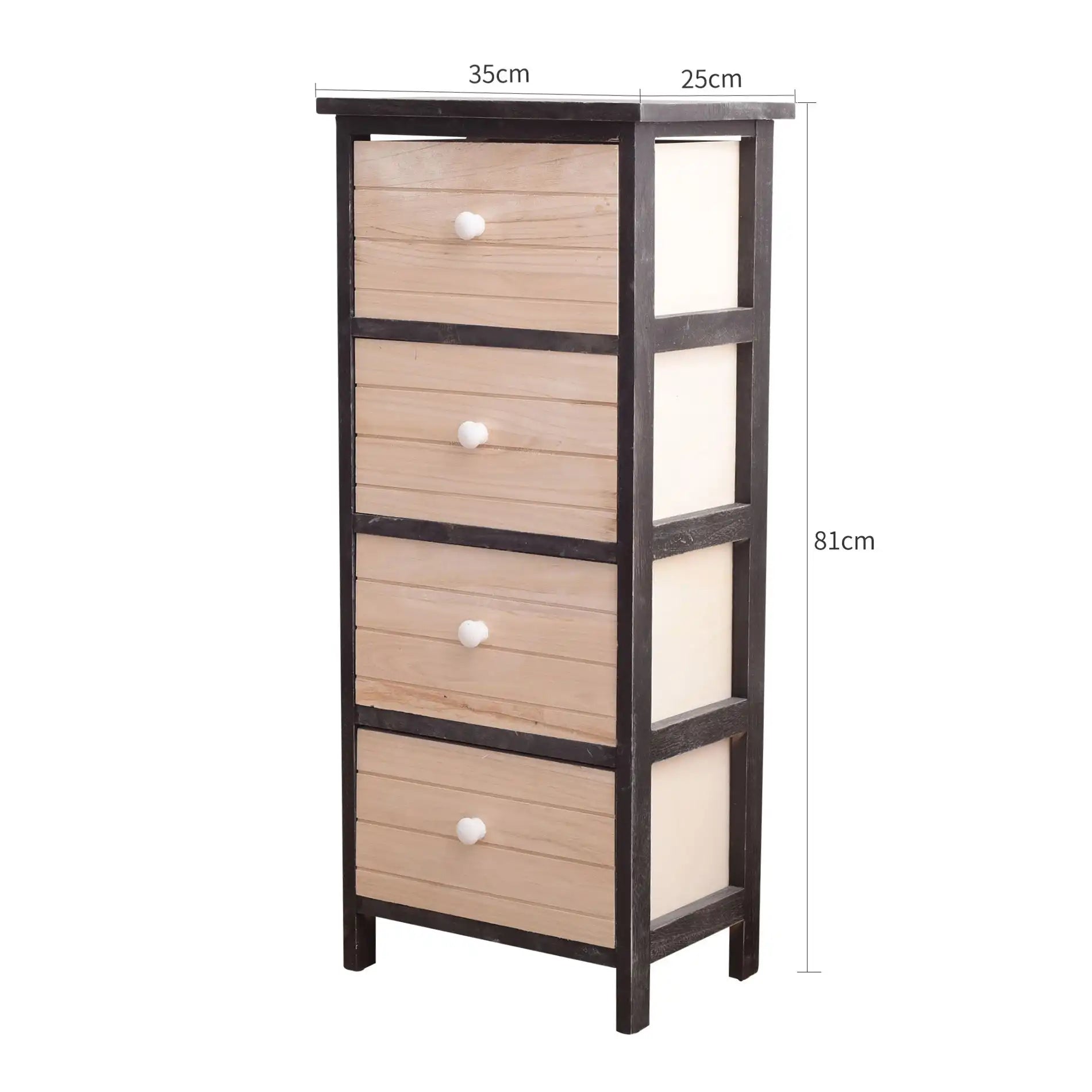 Zamia - Cassettiera in legno chiaro con 4 cassetti incisi