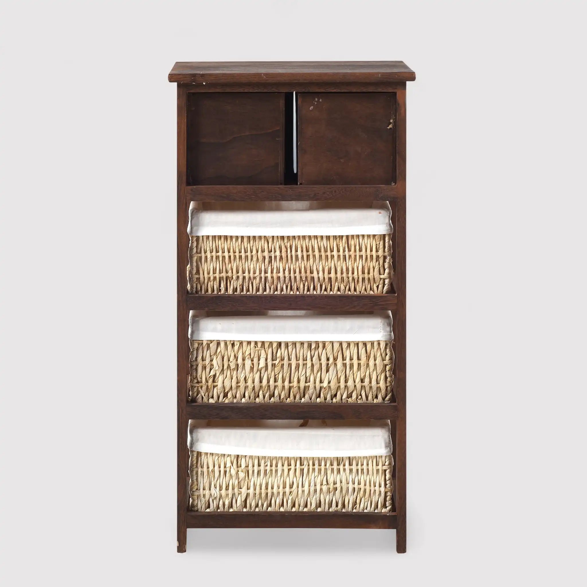 Erica - Mobiletto in vimini marrone con 2 cassetti e 3 cestini