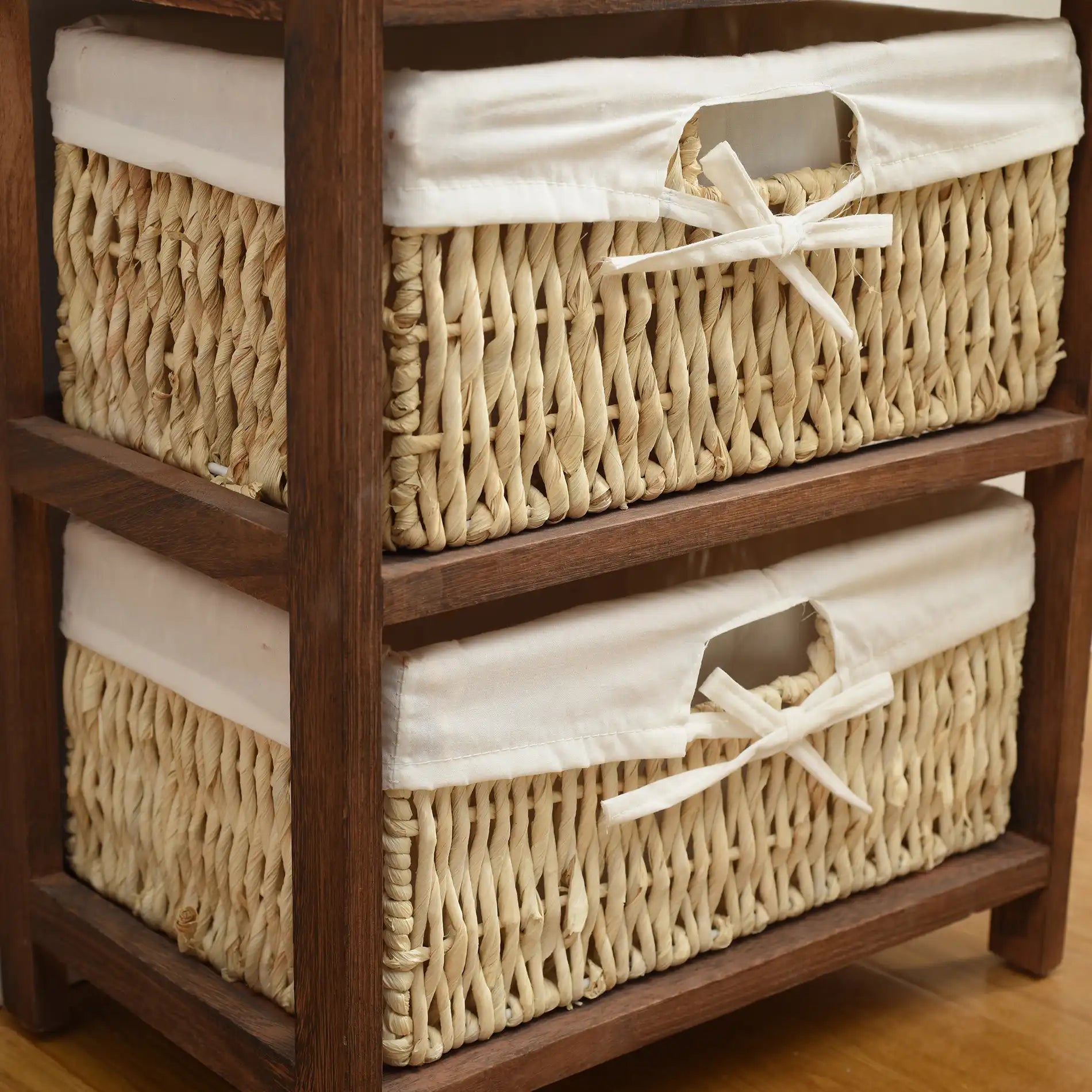 Erica - Mobiletto in vimini marrone con 2 cassetti e 3 cestini