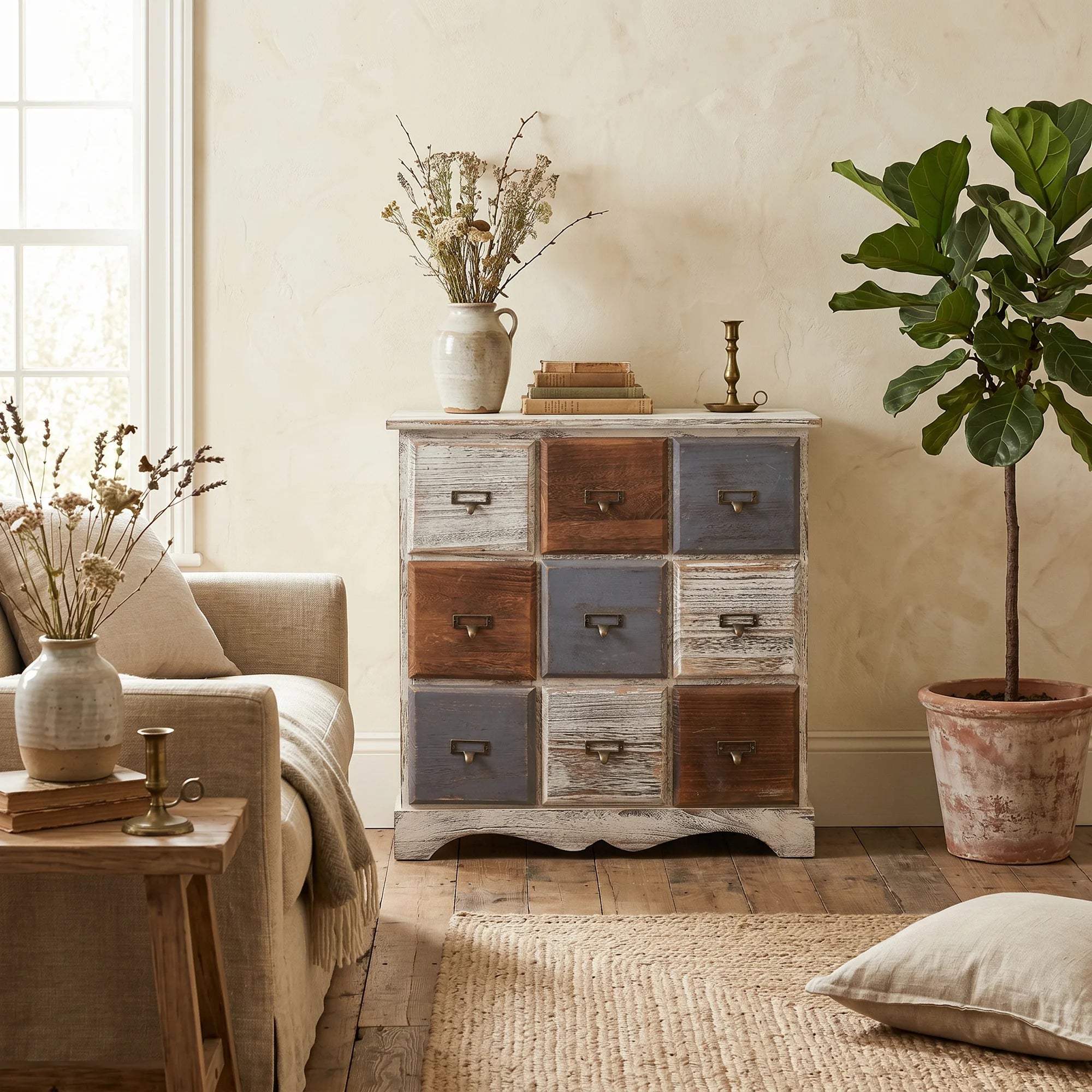 Setaria - Cassettiera multi cassetti in stile vintage