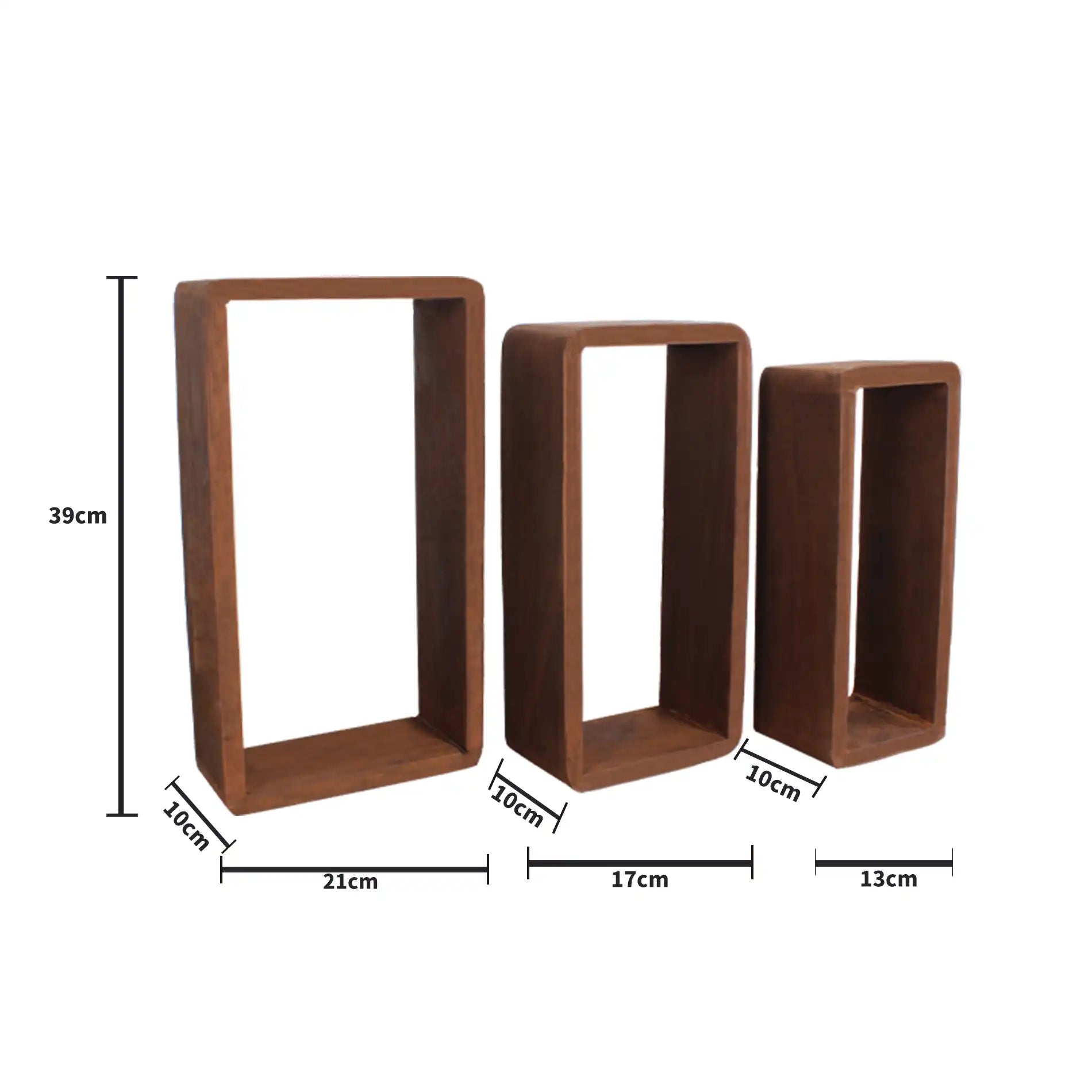 Costolina - Set di 3 mensole marroni geometriche