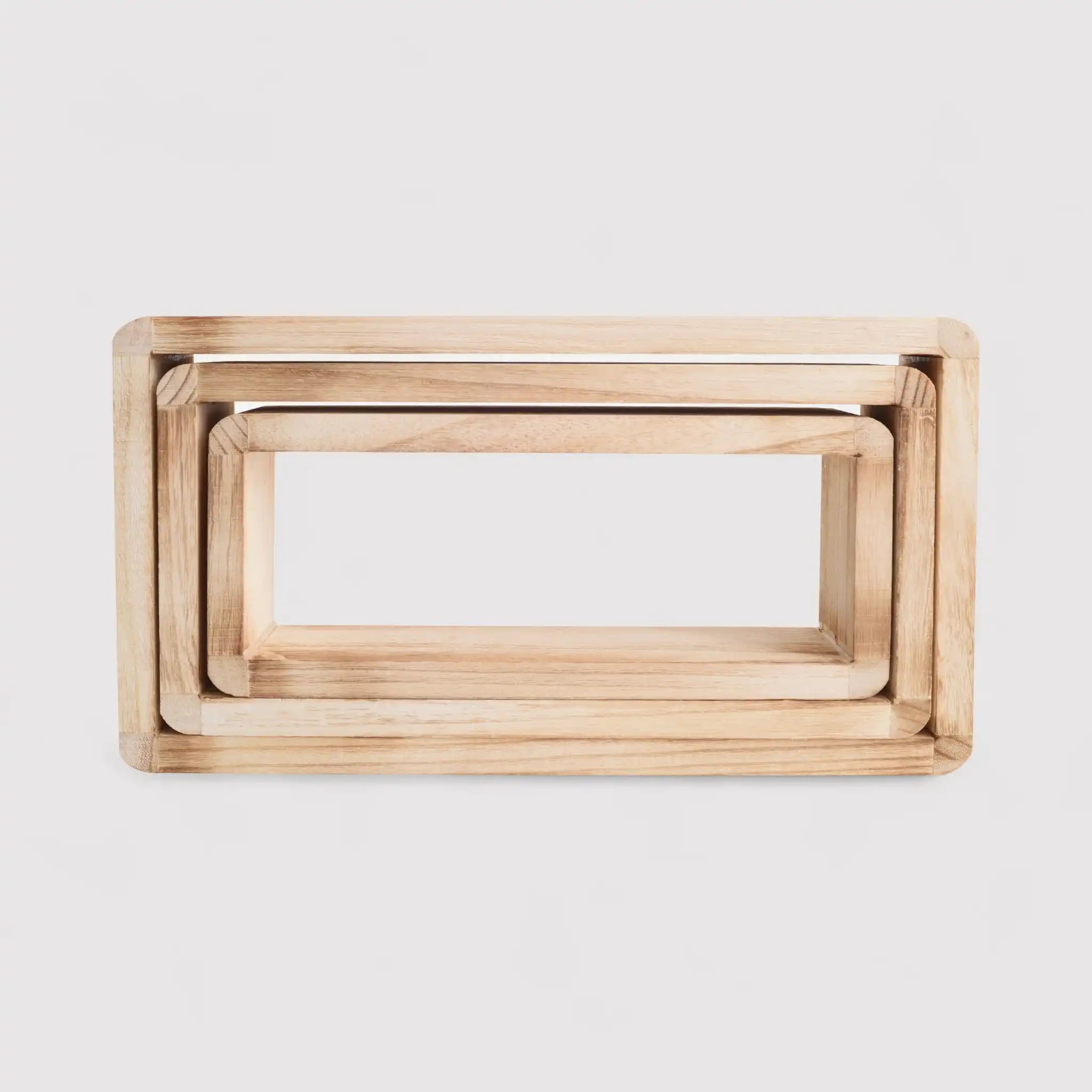 Brassia - Set di 3 mensole moderne rettangolari in legno chiaro