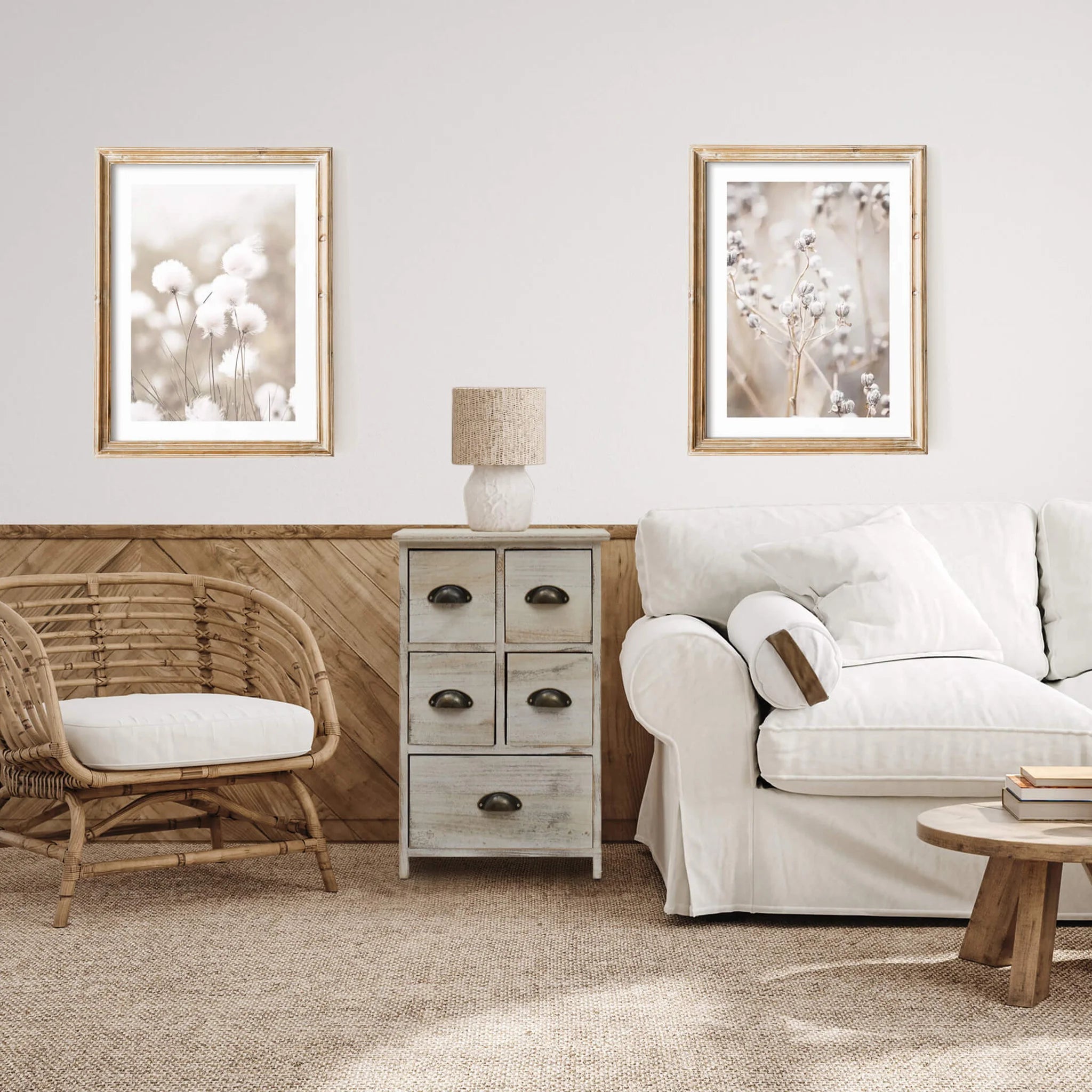 Nigella - Cassettiera bianca con 5 cassetti in stile vintage