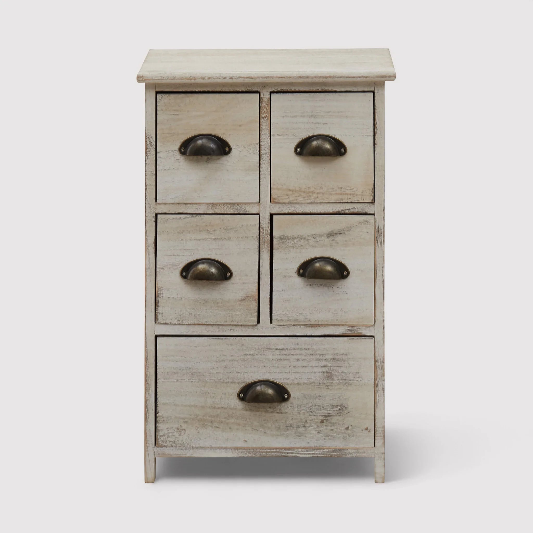 Kommode mit 5 weißen Schubladen im Vintage-Stil