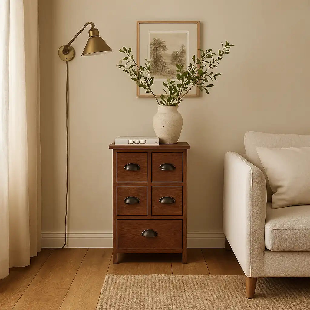 Iris - Cassettiera rustica marrone scuro in stile country