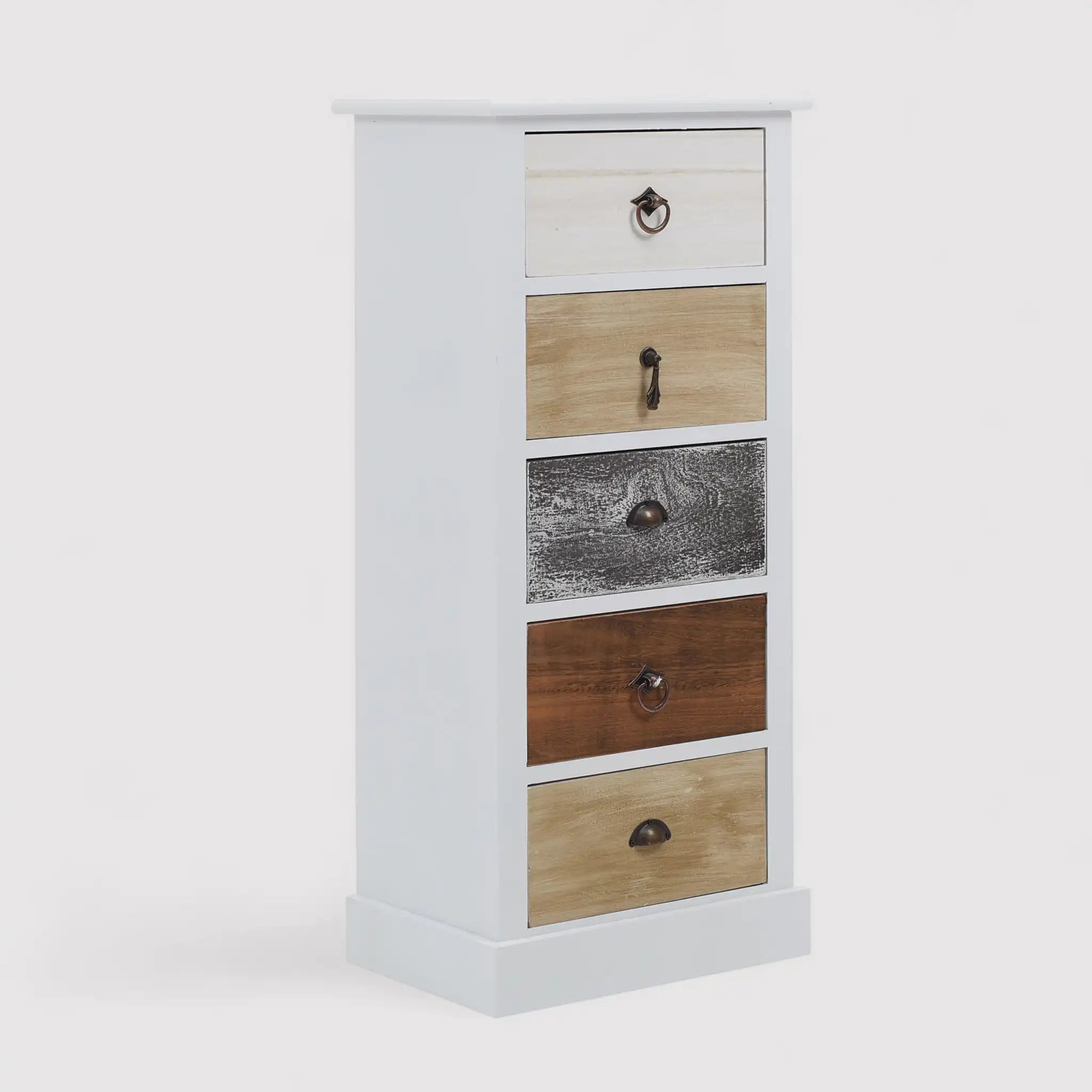 Adianto - Cassettiera alta e stretta vintage con 5 cassetti