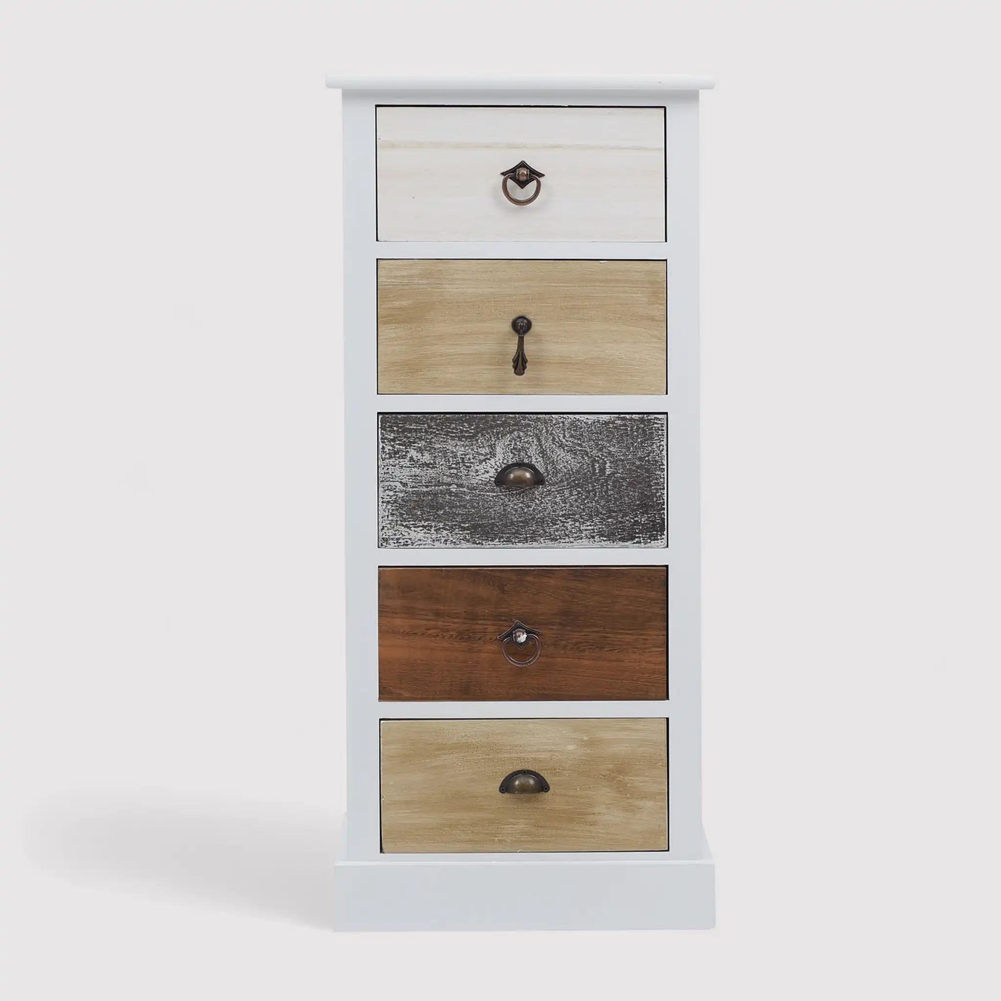 Adianto - Cassettiera alta e stretta vintage con 5 cassetti